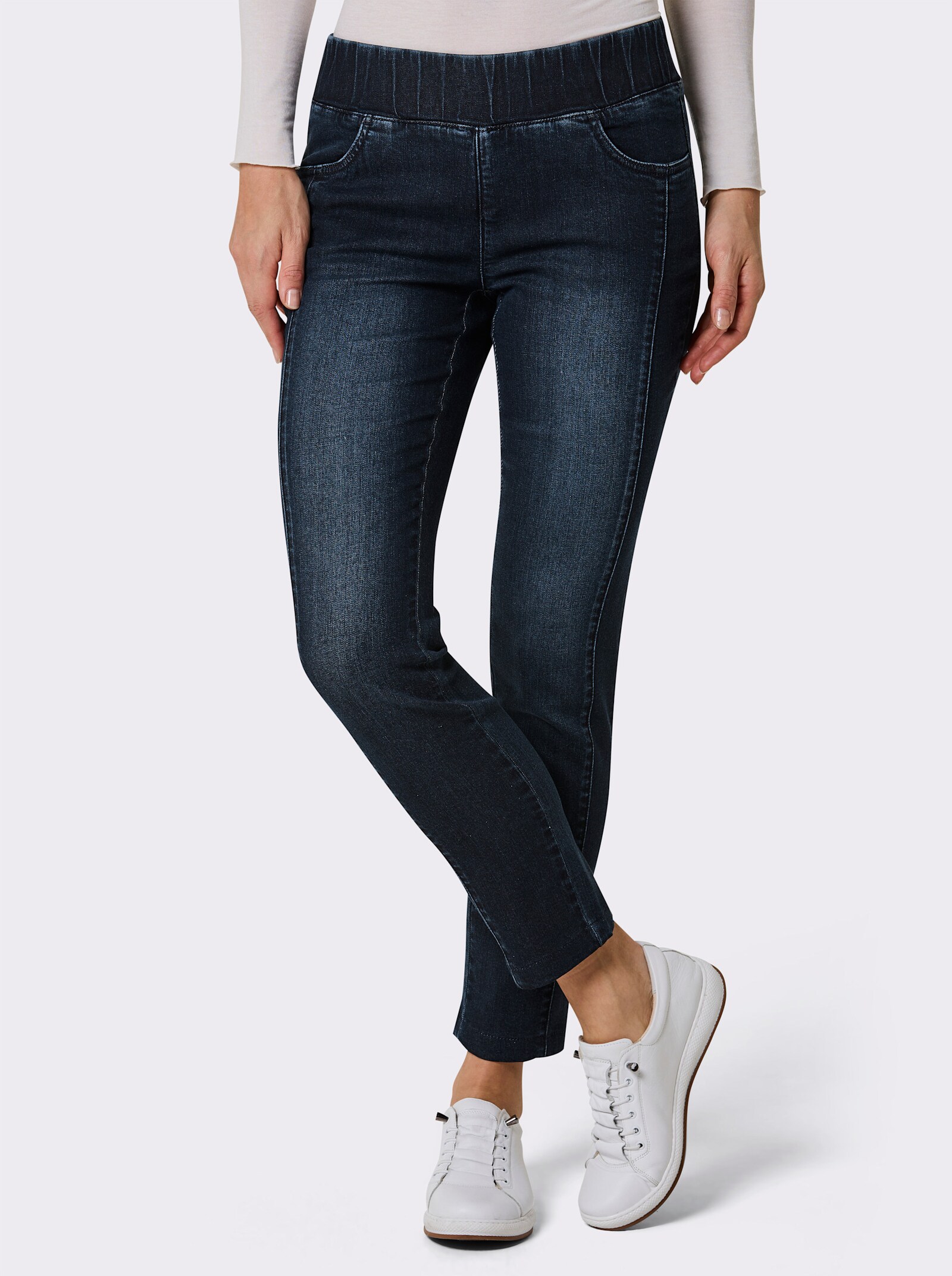 CREATION L PREMIUM Schlupfjeans mit Taschen-Stickerei - dark blue