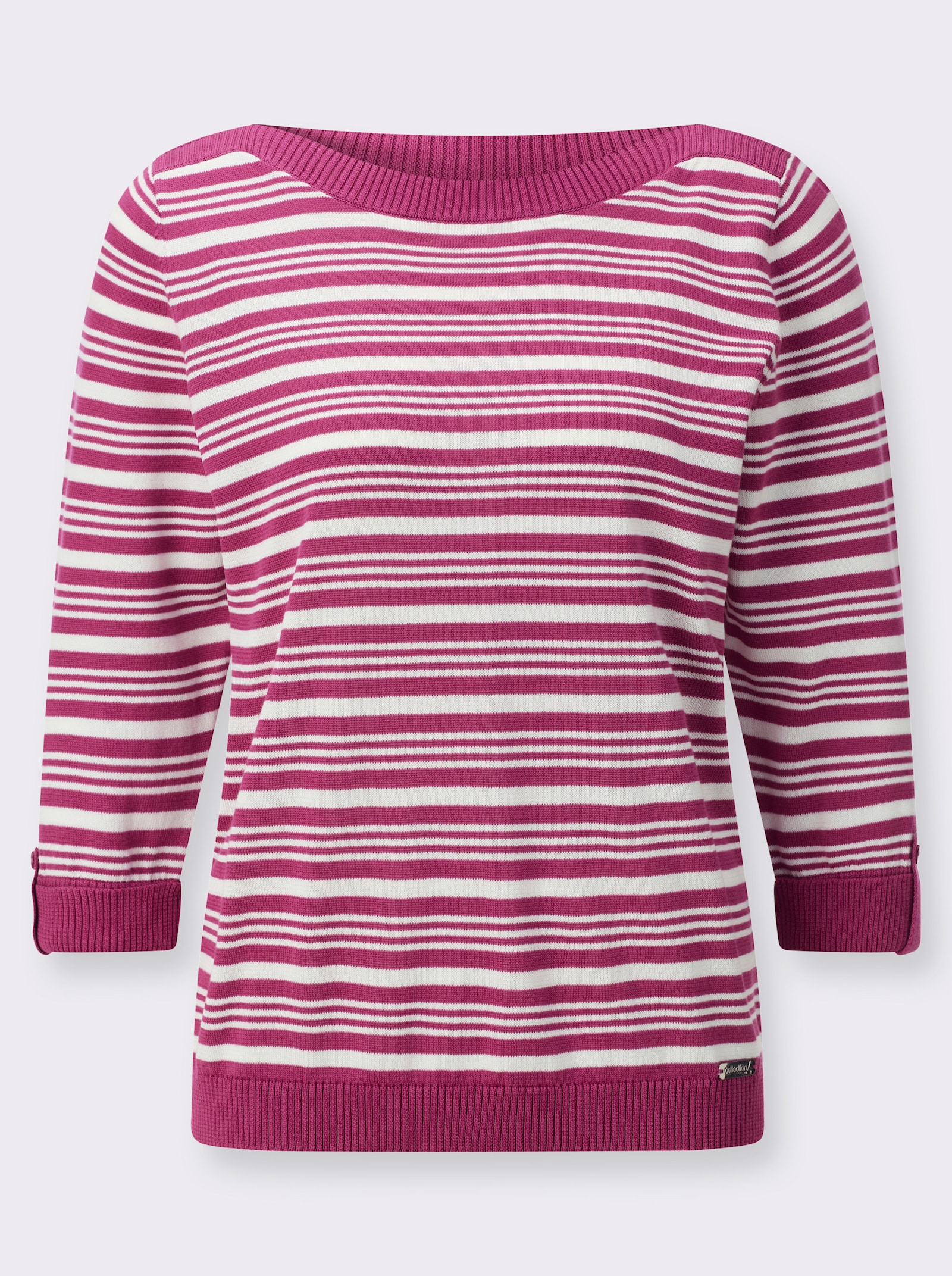 Baumwollpullover mit Ripp-Abschlüssen - erika-ecru-geringelt