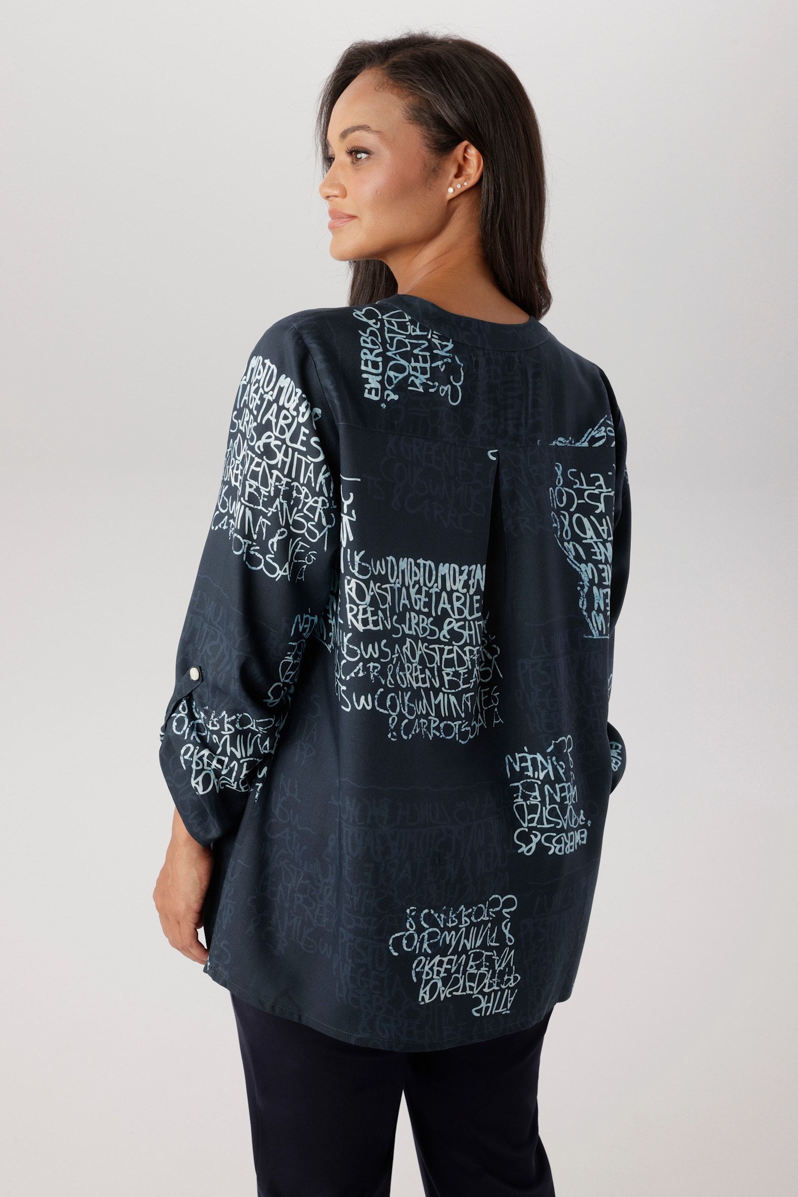 Aniston PLUS Schlupfbluse - marine-hellblau-wollweiß