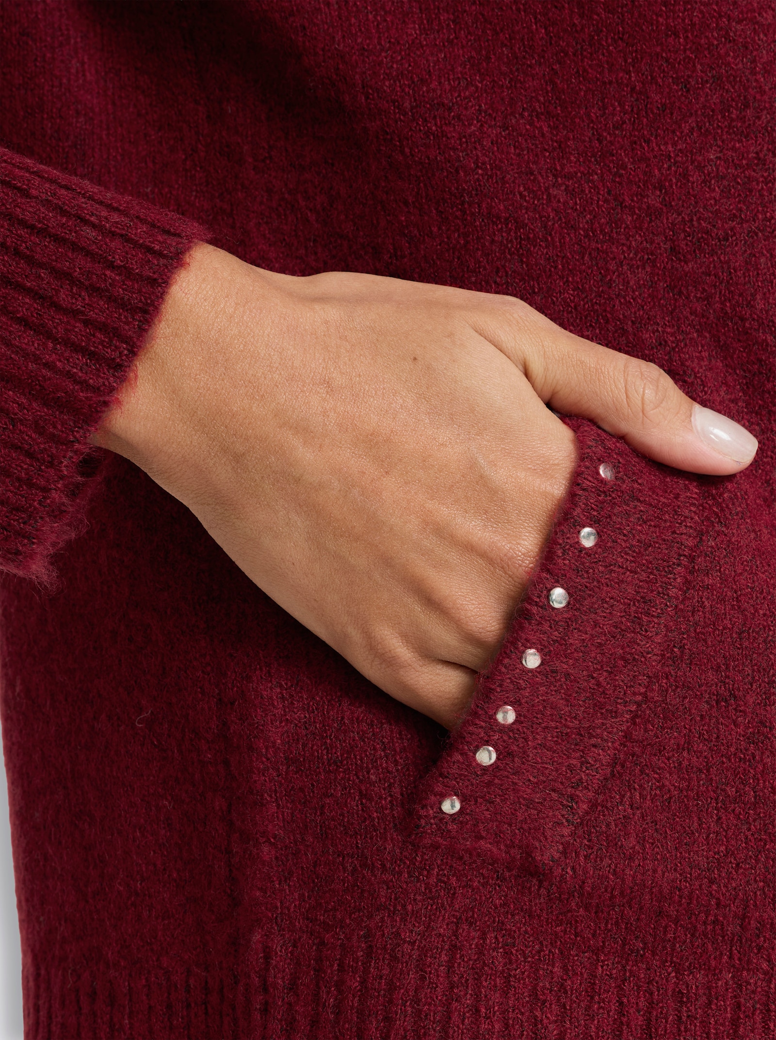 heine Strickjacke mit 2-Wege-Zipper - dunkelrot