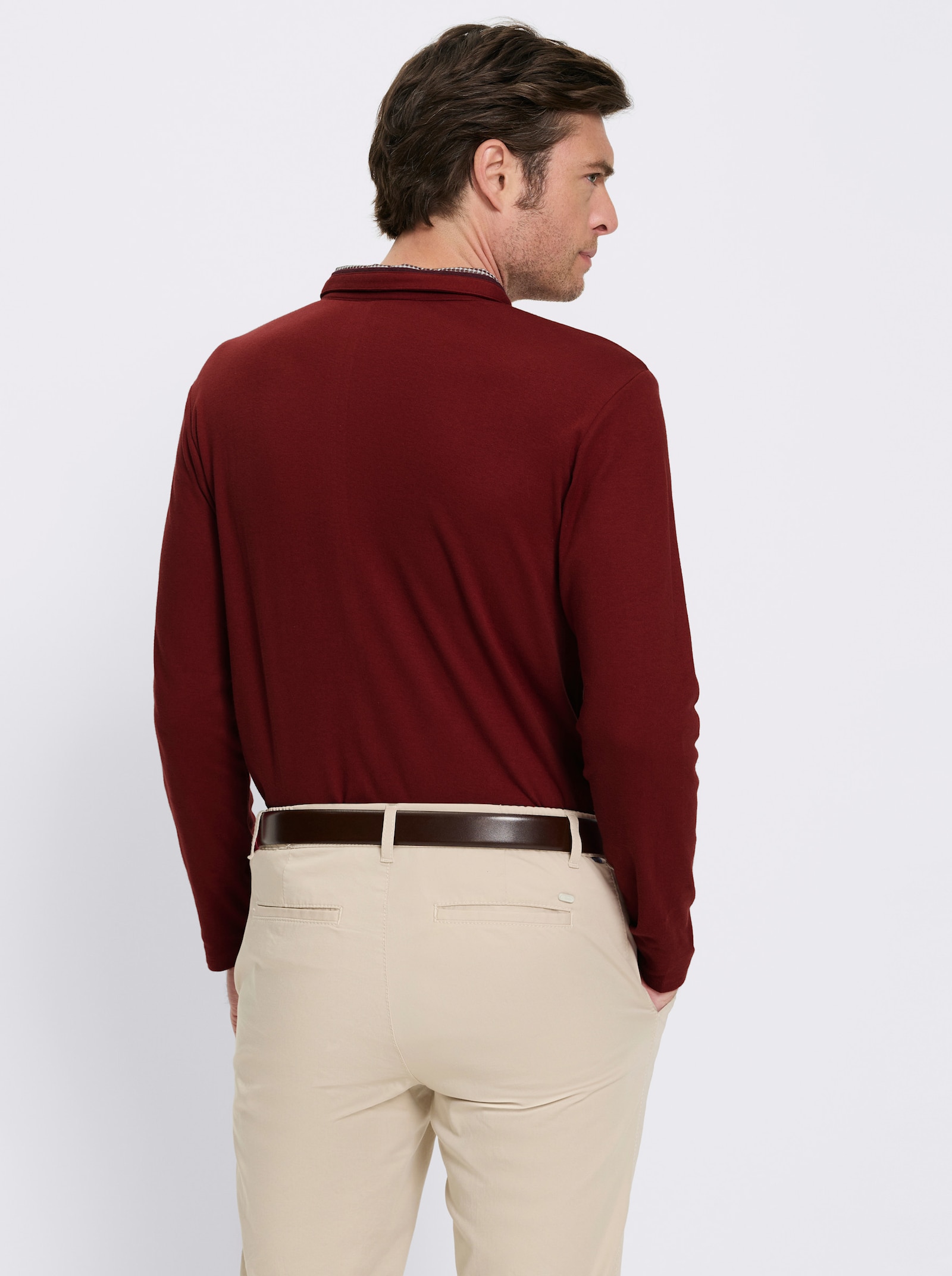 Marco Donati Langarmshirt mit Button-Down-Kragen - dunkelrot