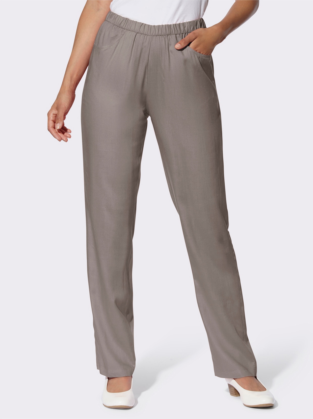 comfortbroek - taupe + taupe bedrukt
