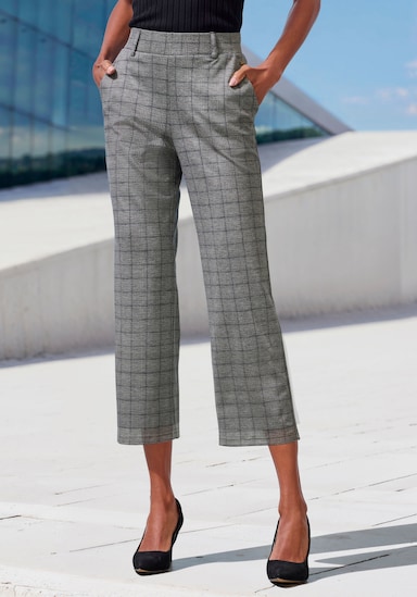 LASCANA Pantalon large - gris à carreaux