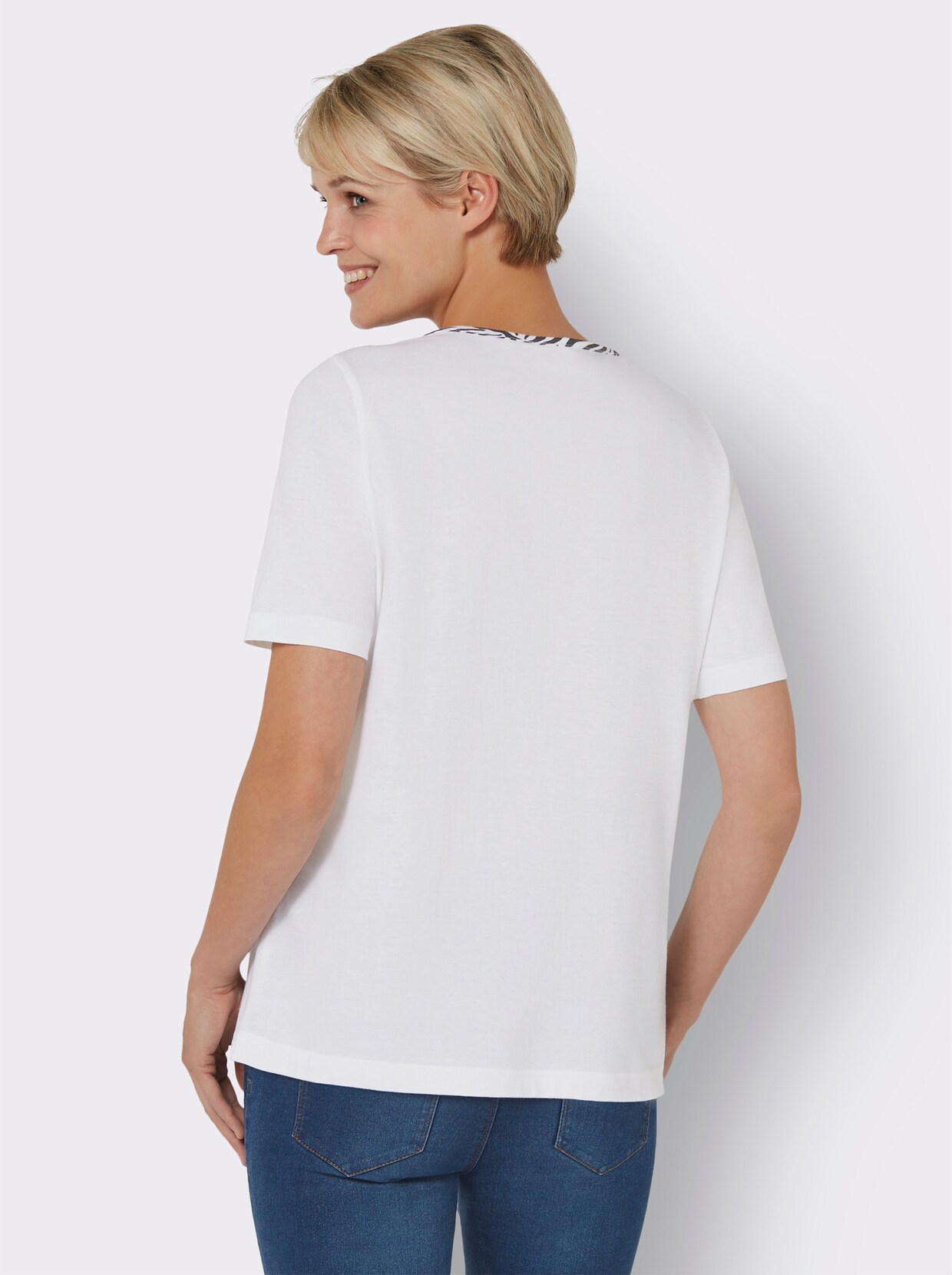Shirt met korte mouwen - wit/zwart gedessineerd
