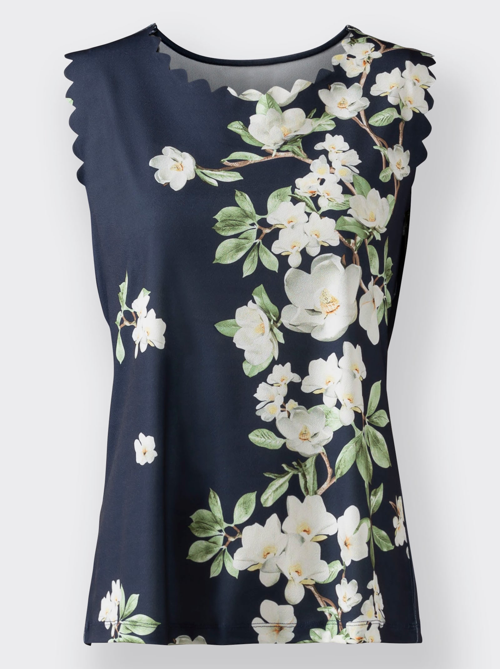 Print-Shirt mit Wellenkanten - marine-ecru-bedruckt