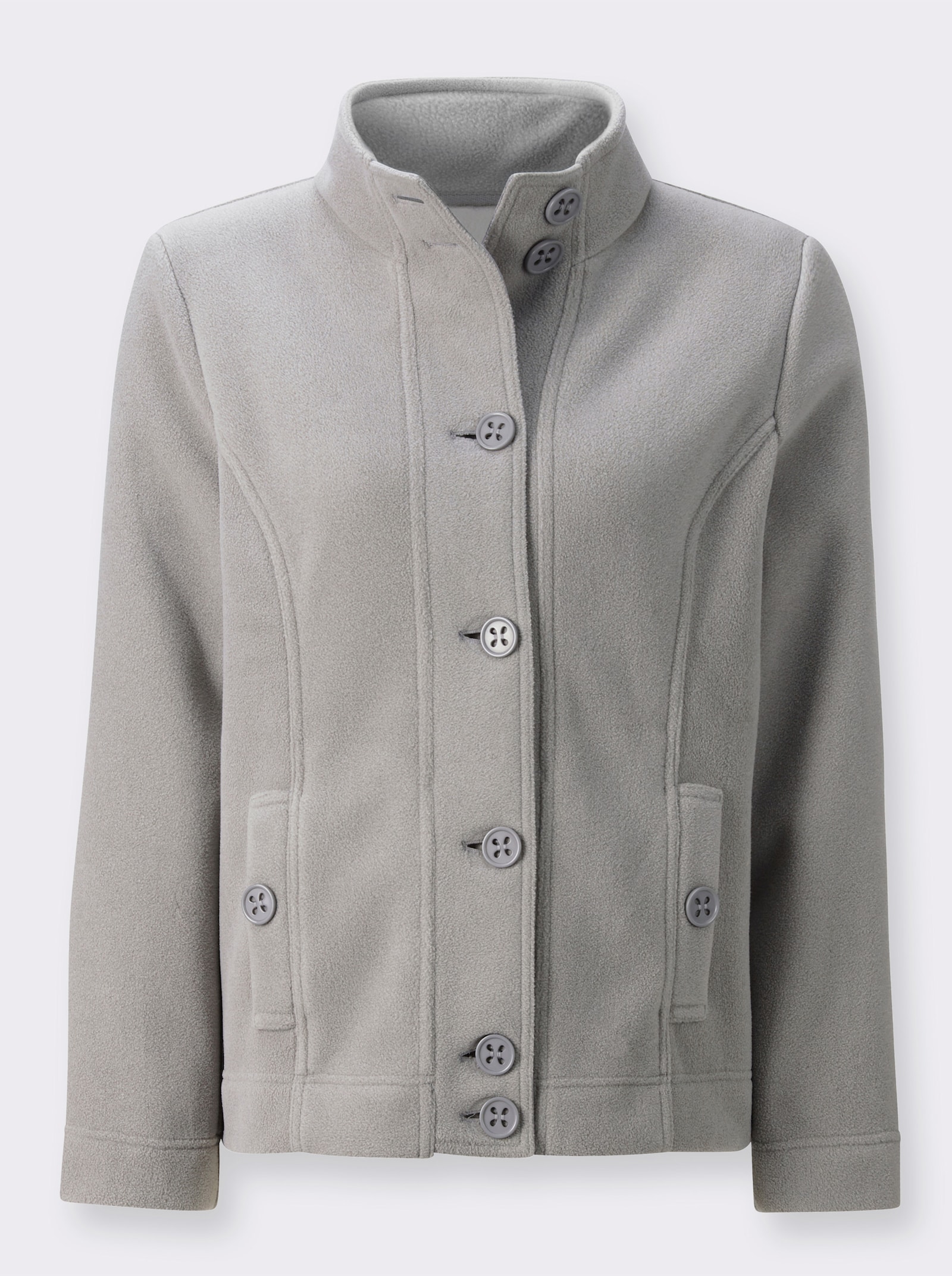 Fleecejacke mit Kontrast-Futter - steingrau-meliert