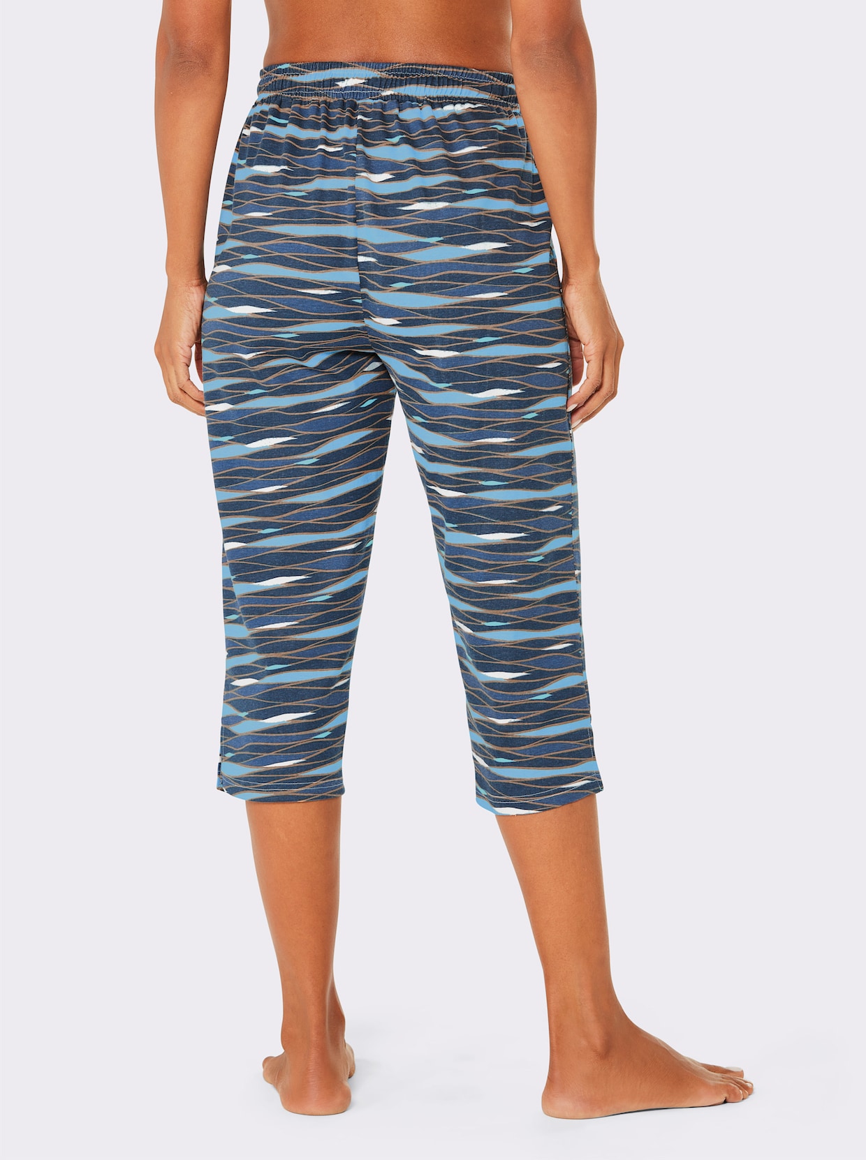 feel good Strandbroek - donkerblauw bedrukt + aqua bedrukt