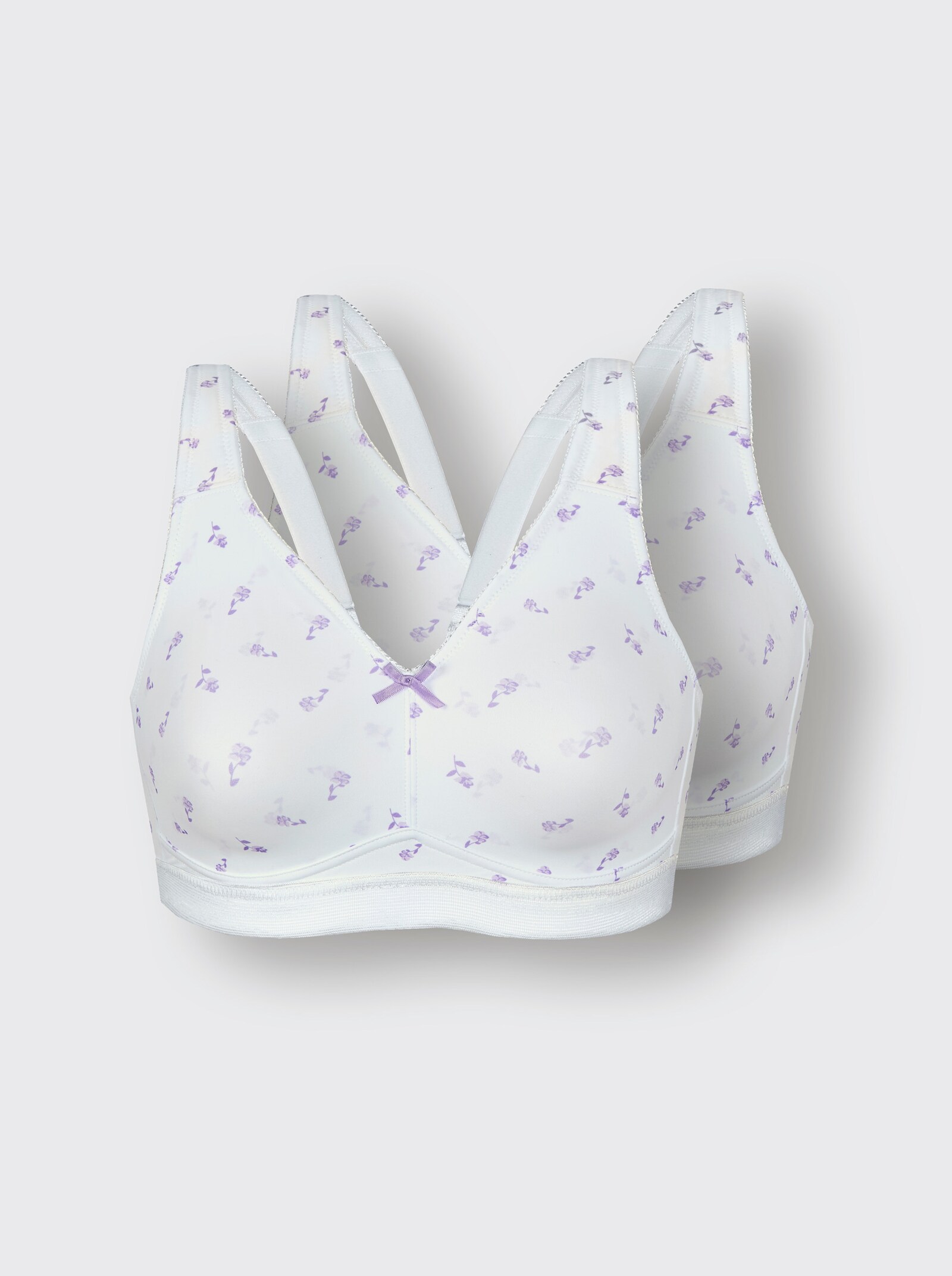 wäschepur Komfort-BH ohne Bügel - weiß-flieder-bedruckt