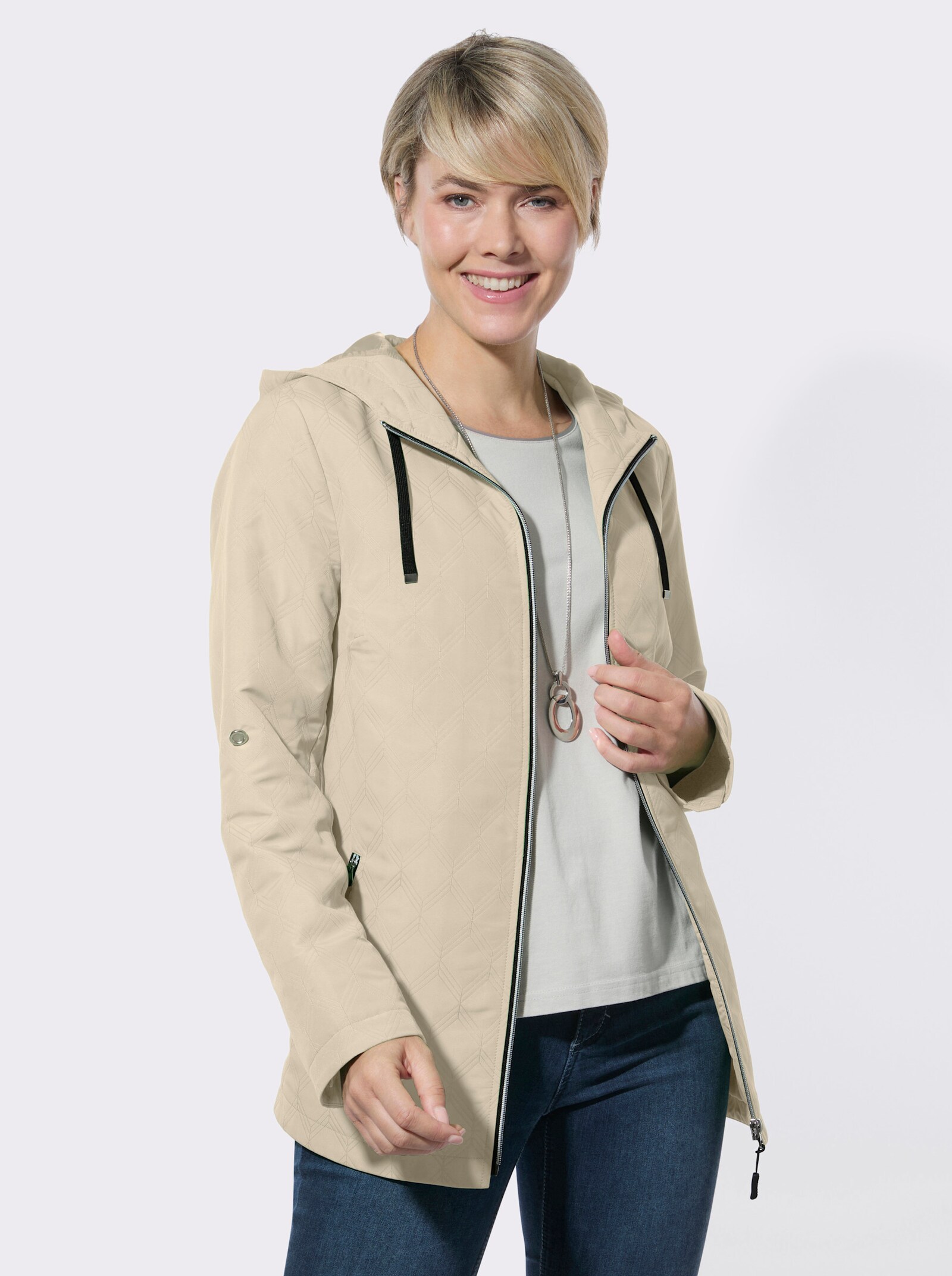 Steppjacke mit Krempelfunktion - sand