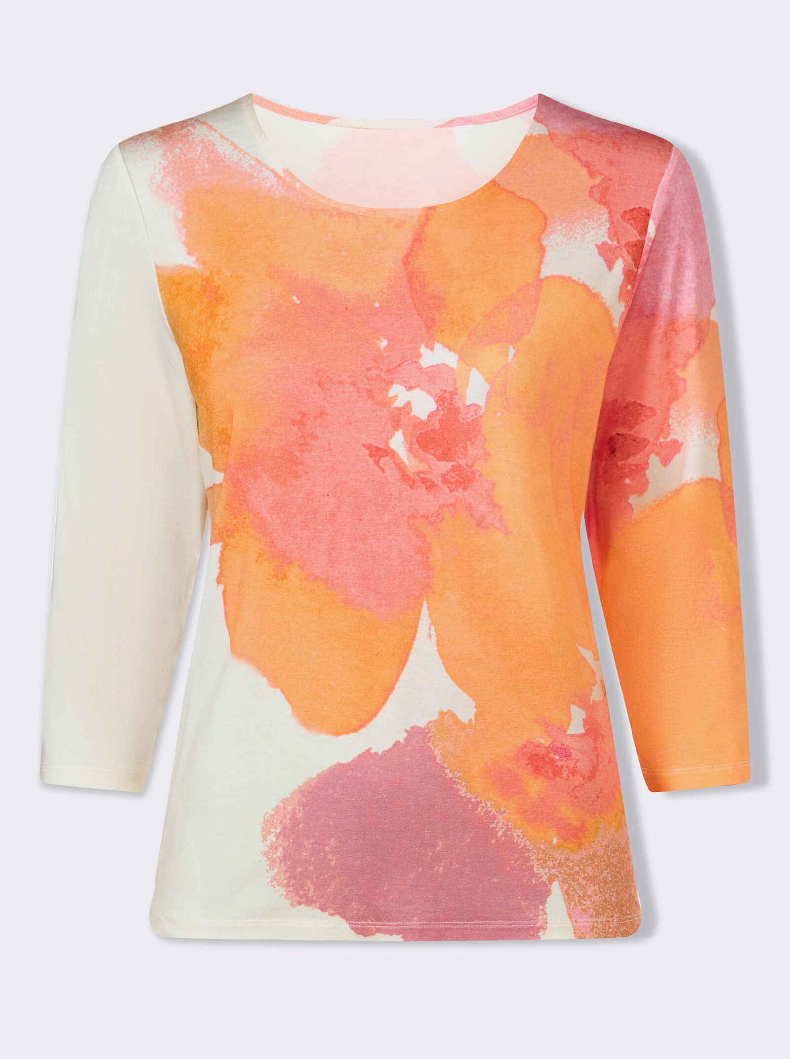 heine 3/4-Arm-Shirt mit floralem Druck - champagner-altrosa-bedruckt