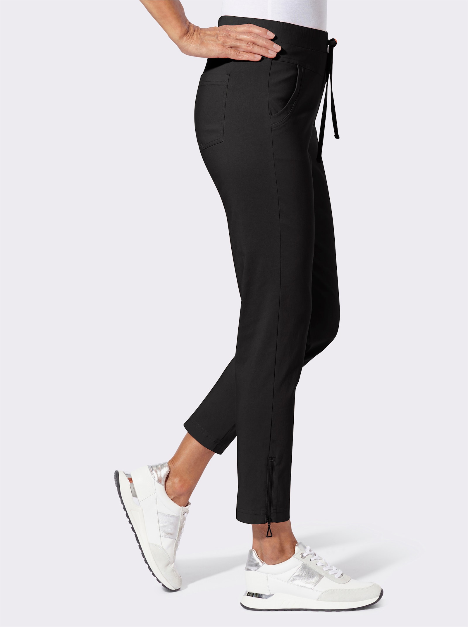 Bengalinhose mit Reißverschluss am Bein - schwarz