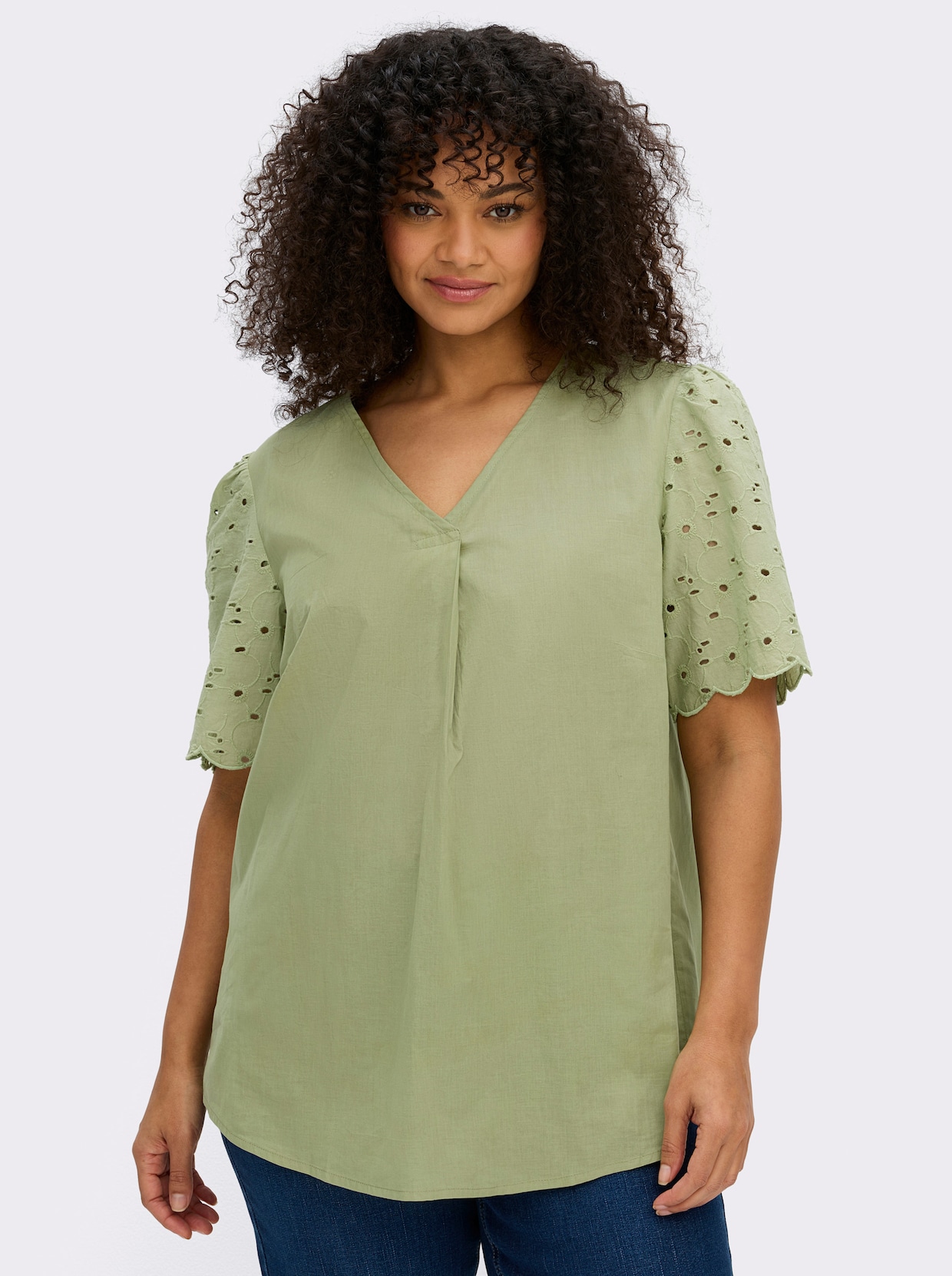 sheego Tuniek met ajourwerk - rietgroen