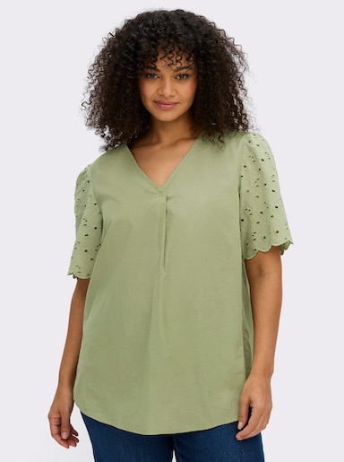 sheego Tuniek met ajourwerk - rietgroen