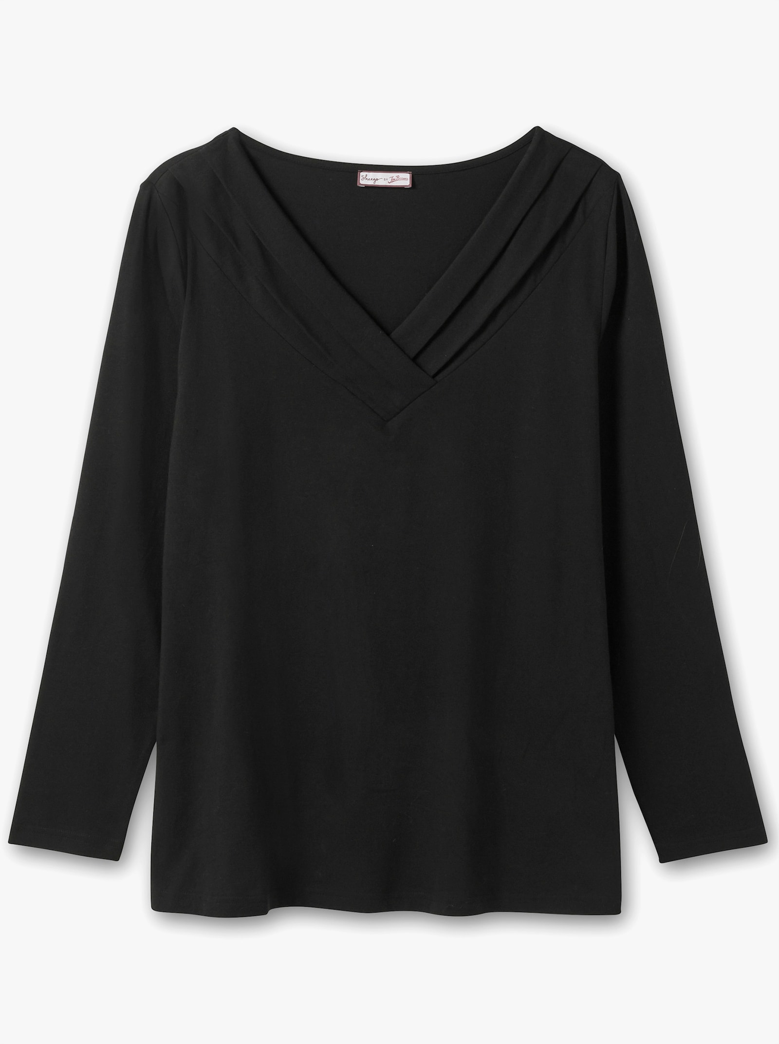 sheego by Joe Browns Langarmshirt mit V-Ausschnitt - schwarz