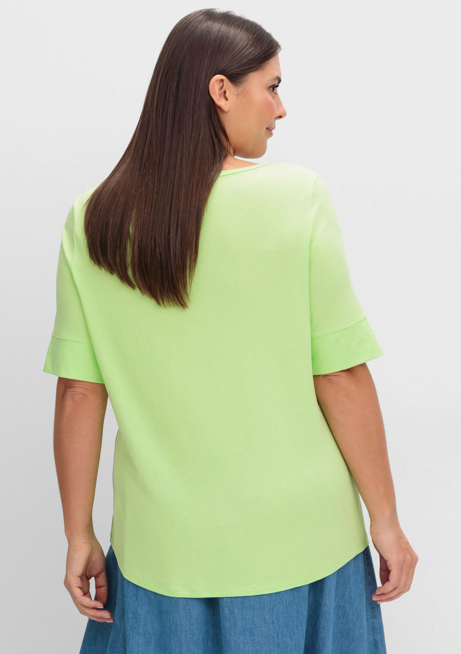 T-Shirt mit zweilagigem Ärmelbündchen - kiwi
