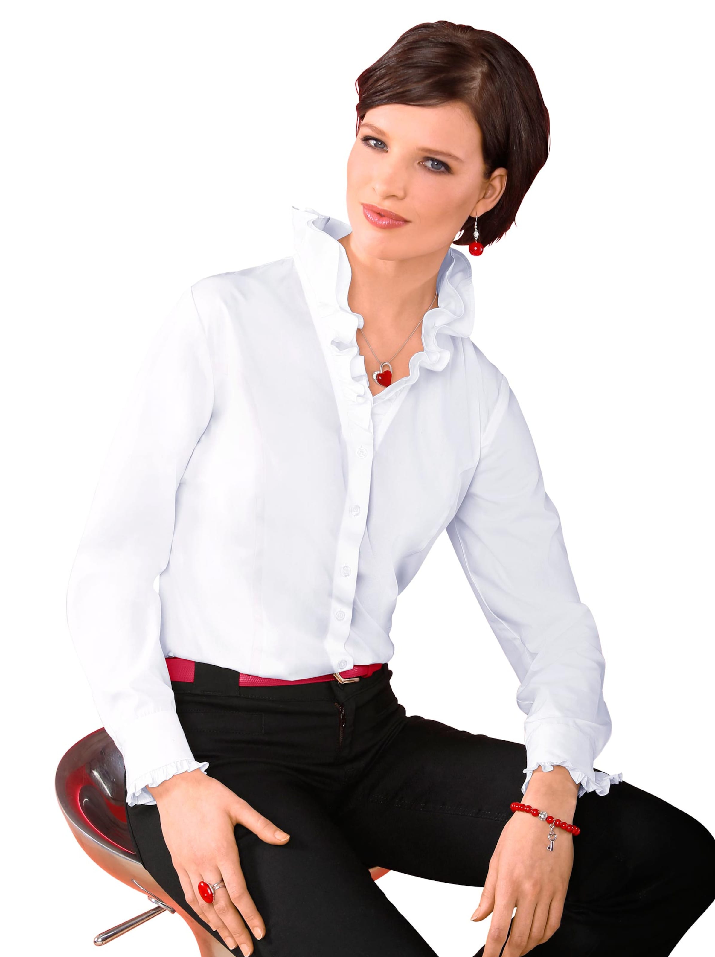 Rüschenbluse - weiß