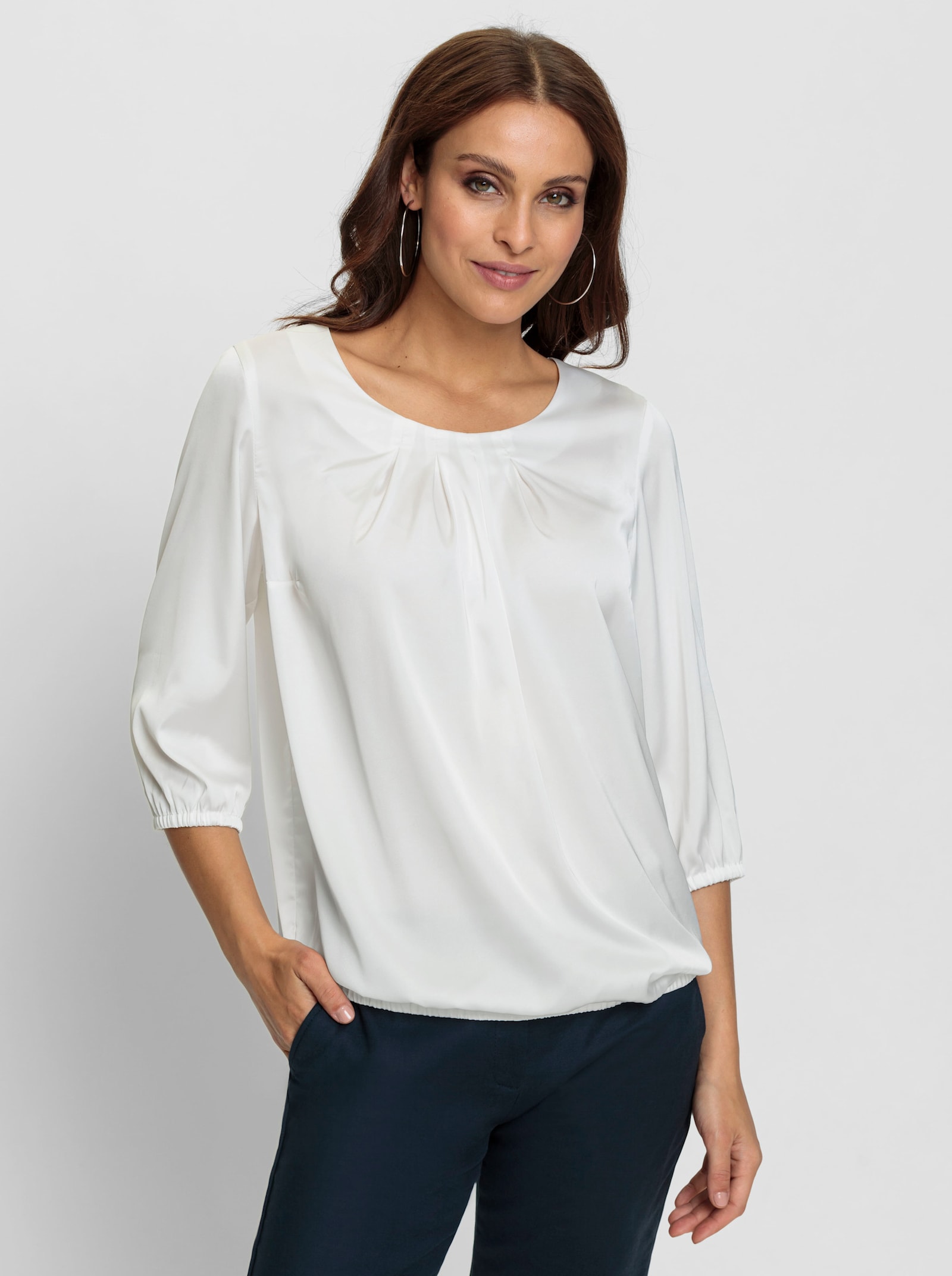 Schlupfbluse in Satin-Qualität - ecru