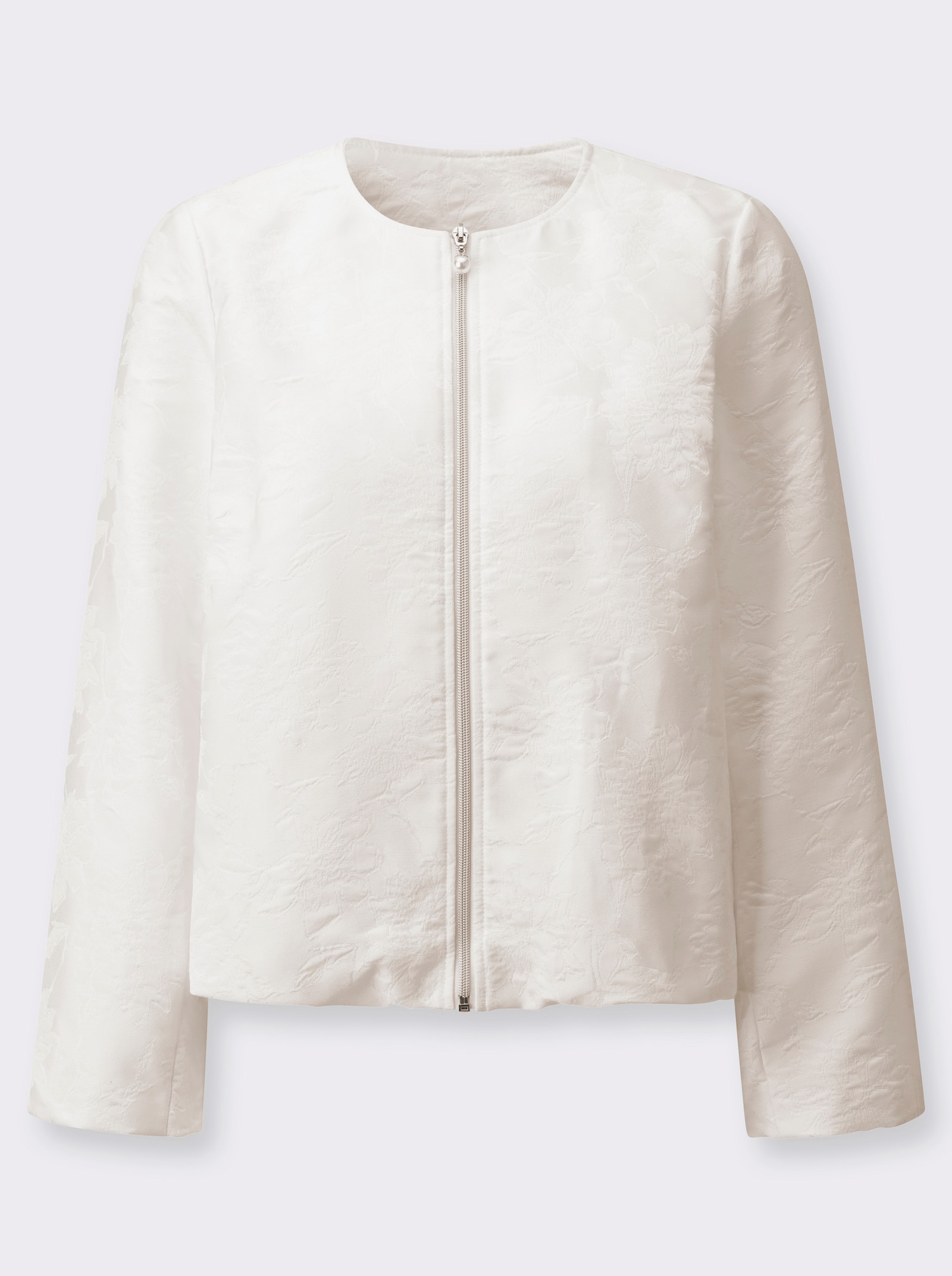Blusenjacke mit Blütenjacquard-Muster - ecru