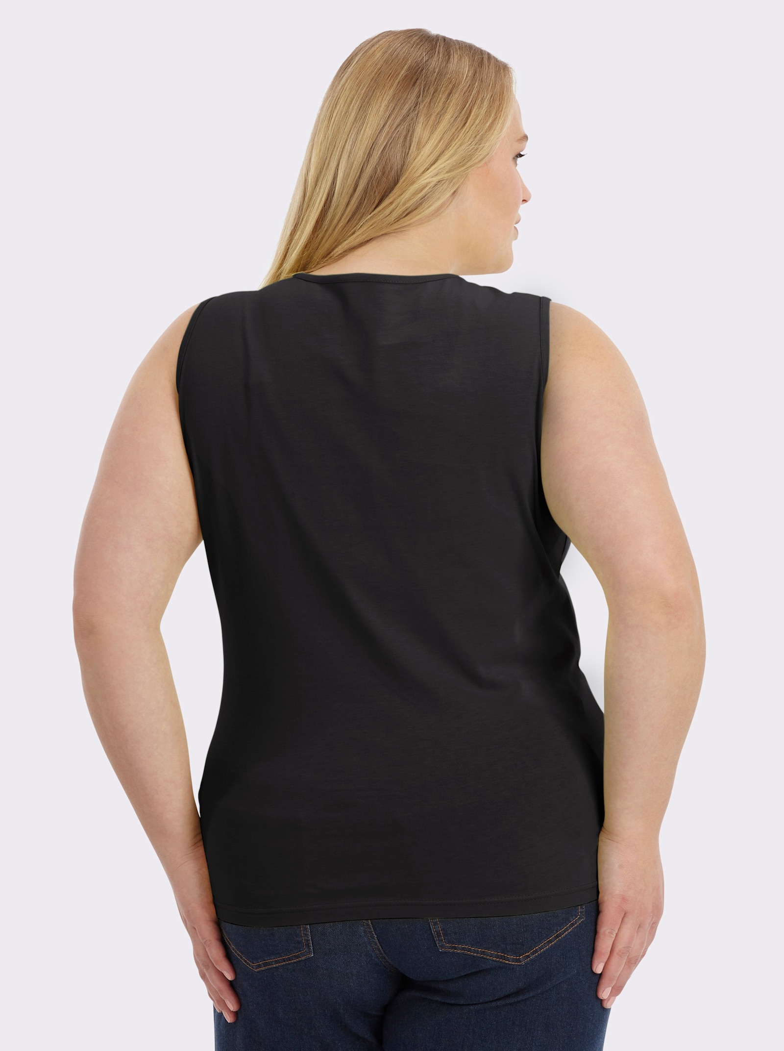 Trägertop mit Rundhals-Ausschnitt - schwarz