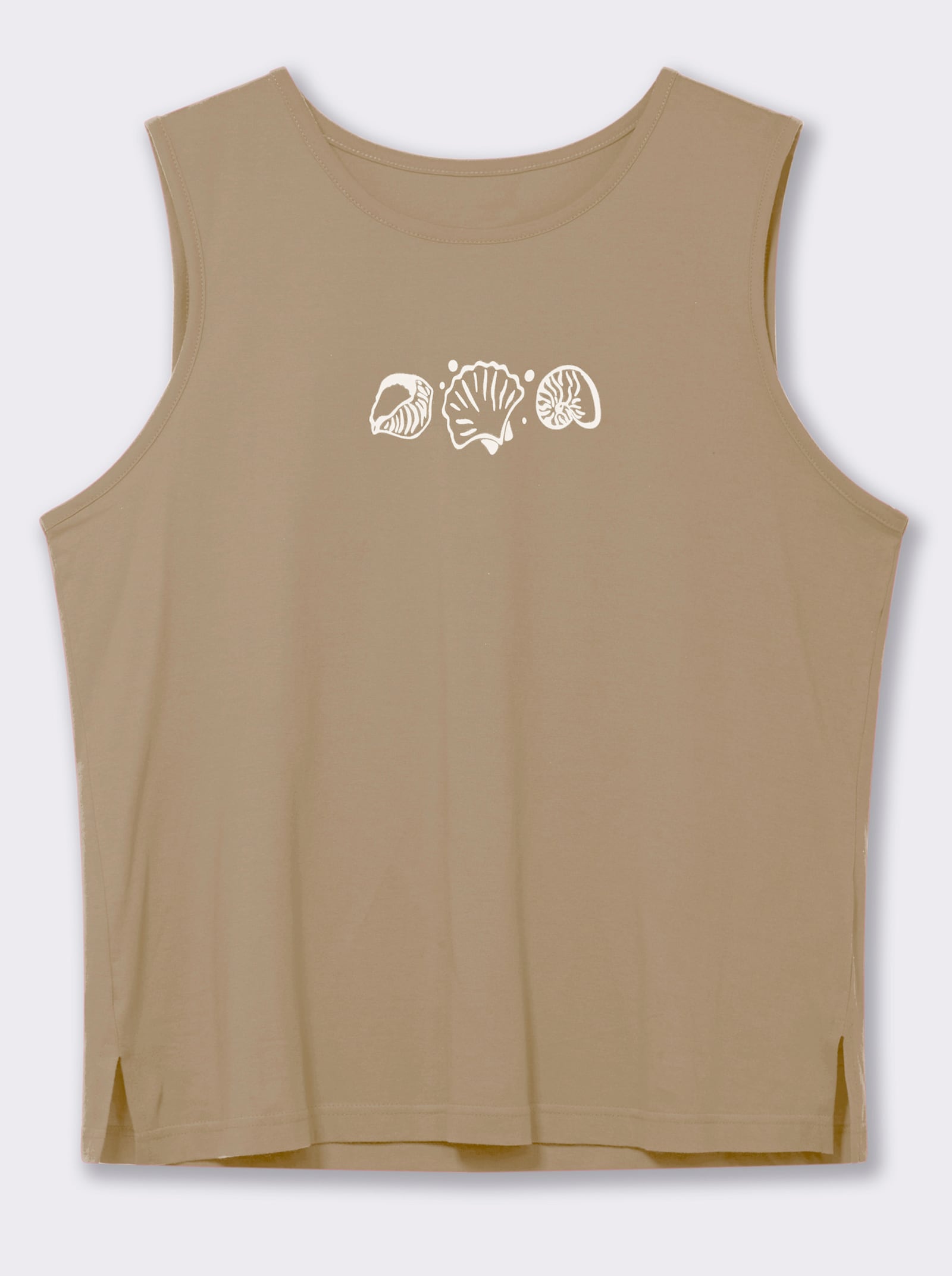 Shirttop mit Seitenschlitzen - beige