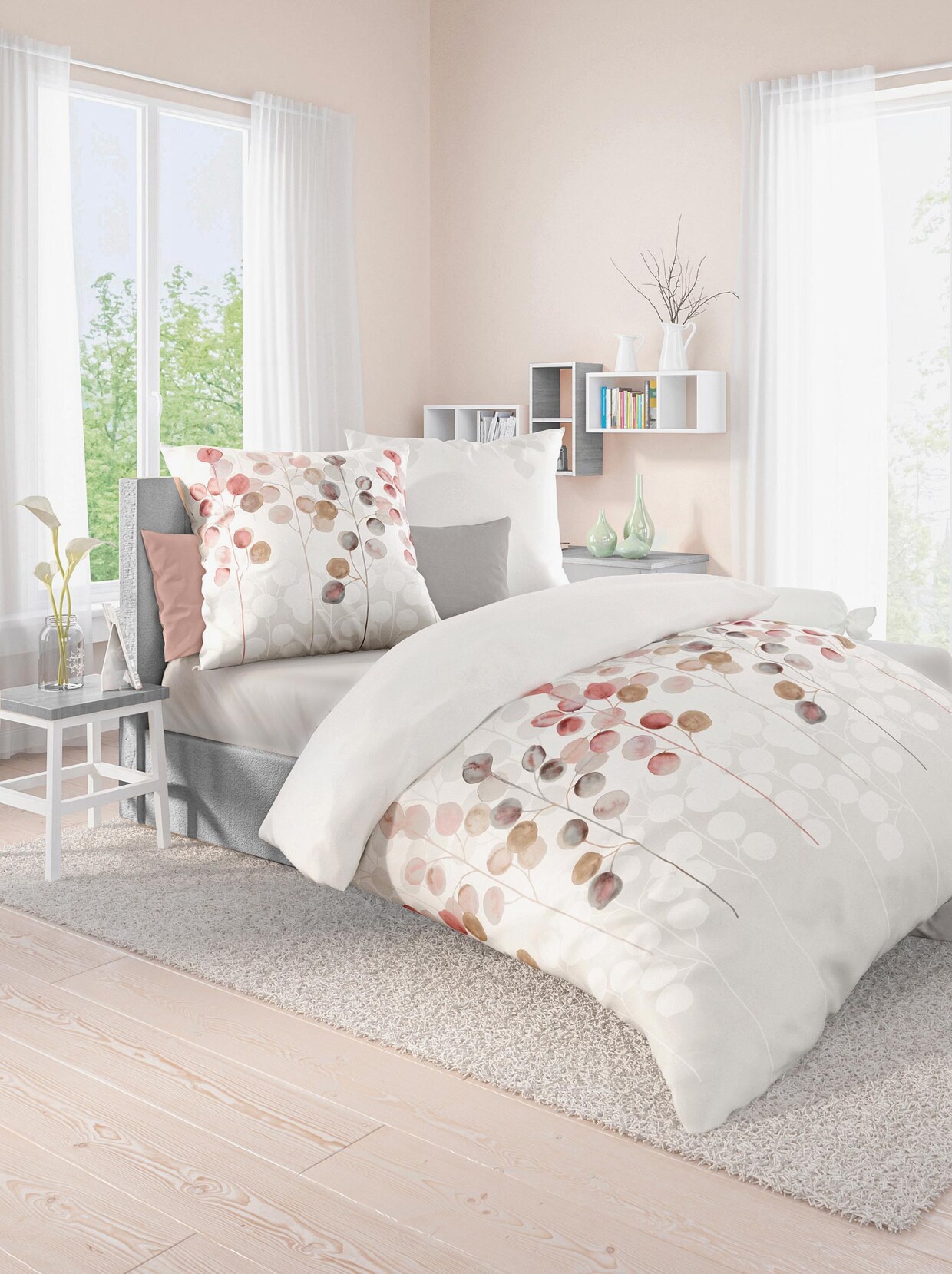 Biberna Bettwäsche - weiß-apricot