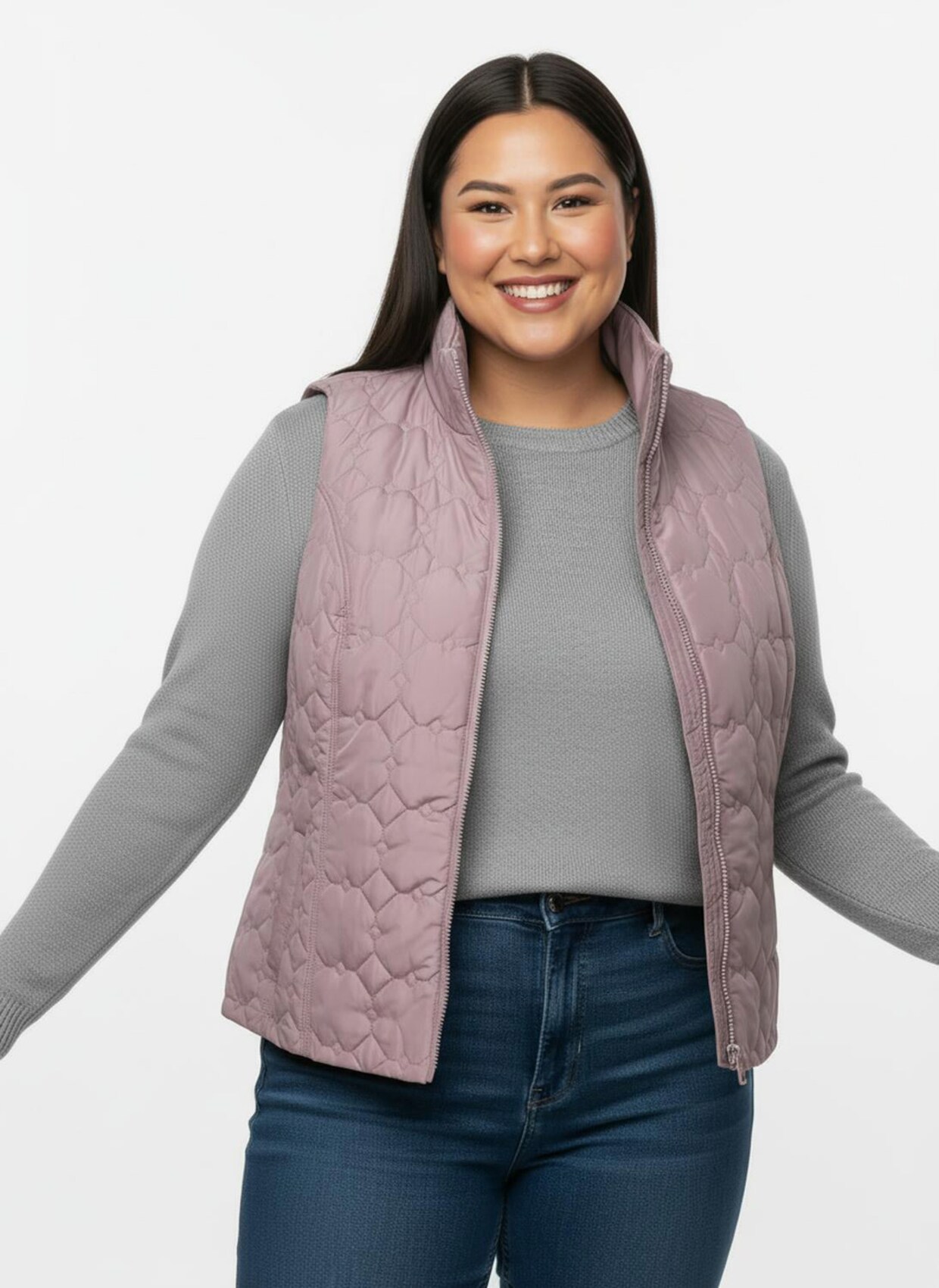 Steppweste mit wärmendem Stehkragen - mauve