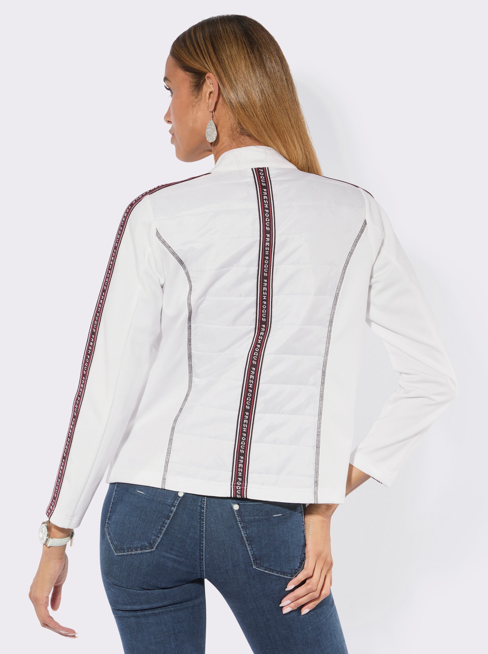 Shirtjacke mit Ripsband hinten - ecru-schwarz