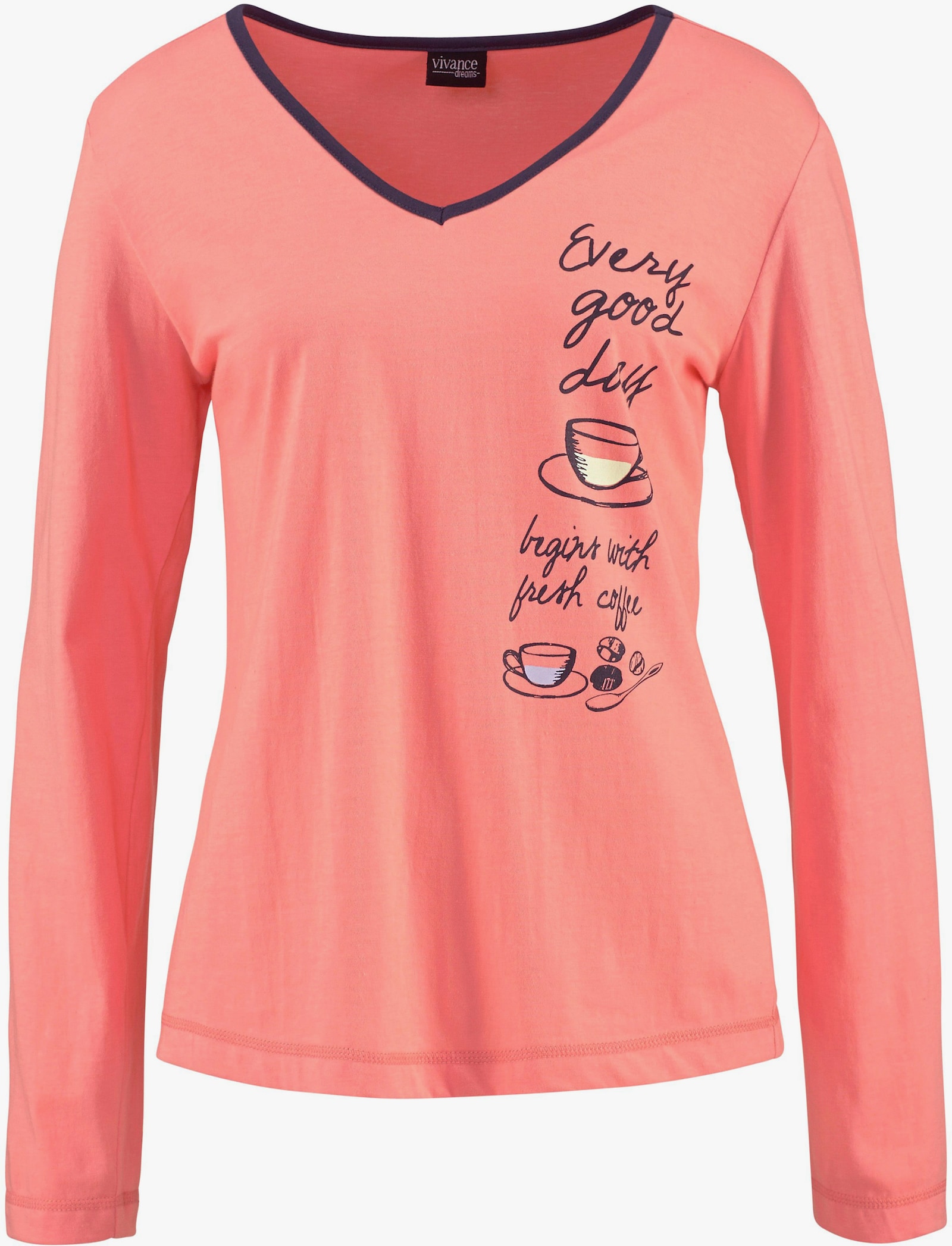 Vivance Dreams Pyjama - ecru/grijs gemêleerd, koraal/marine