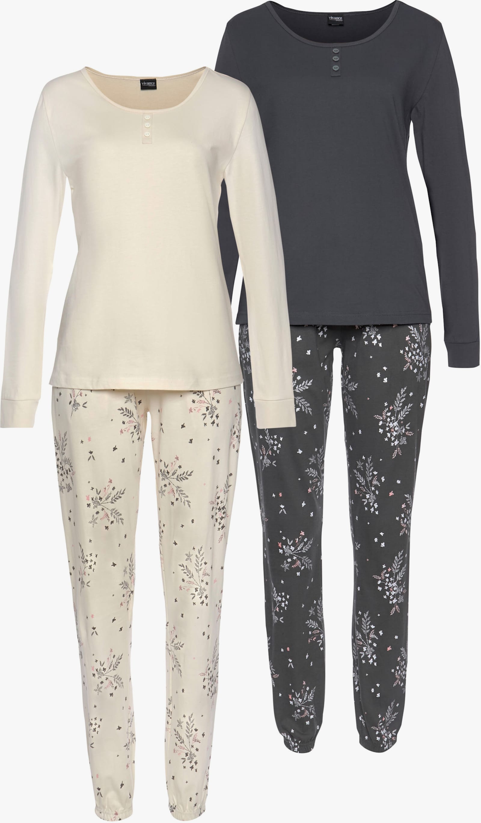 Vivance Dreams Pyjama - anthrazit + creme