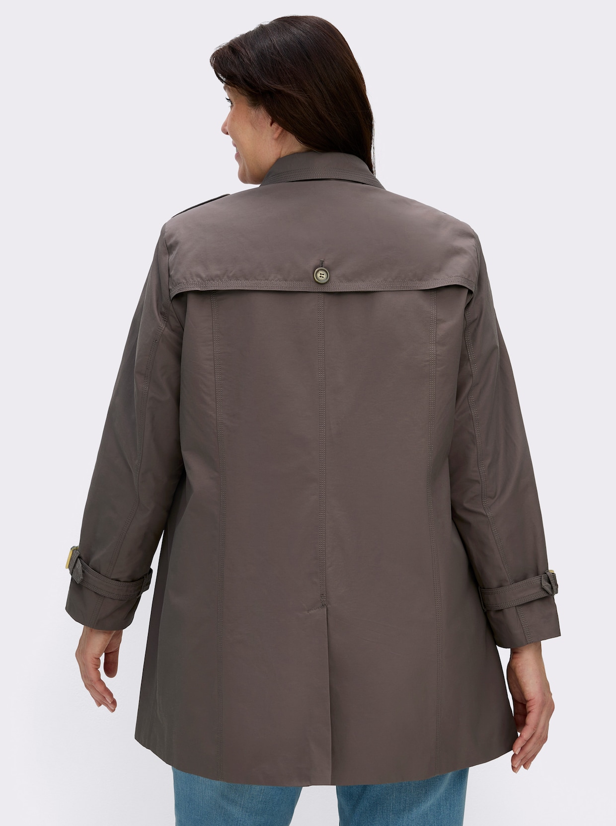 Kurzmantel in Trenchcoat-Optik - taupe