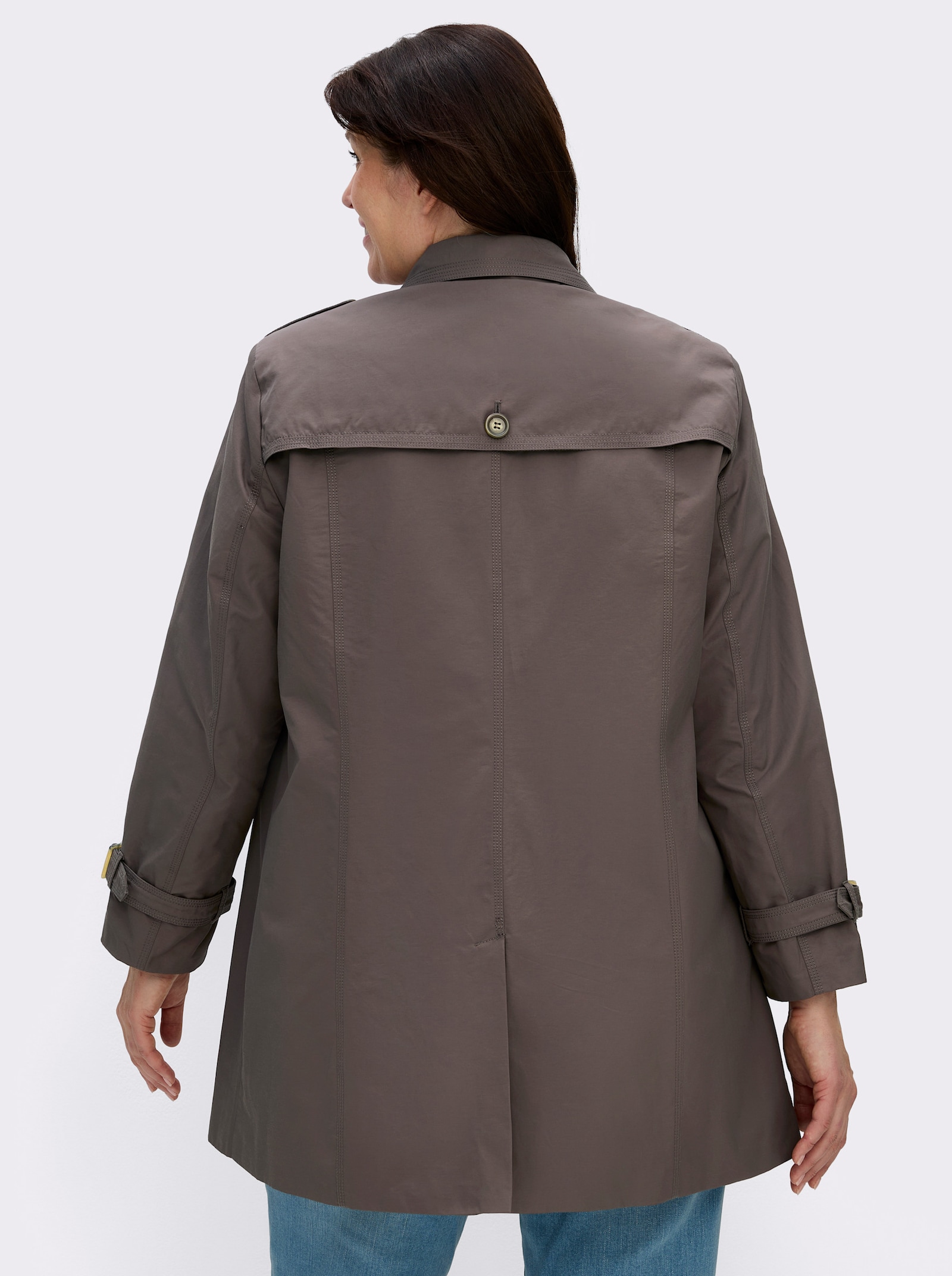 Kurzmantel in Trenchcoat-Optik - taupe