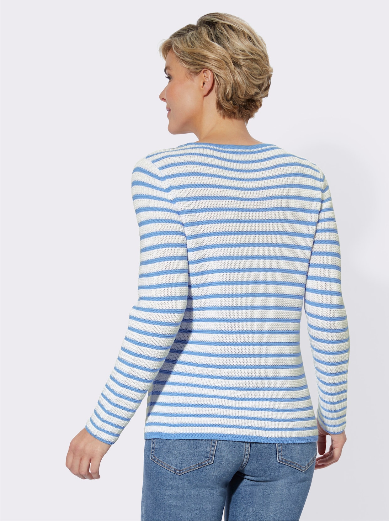 Pullover met lange mouwen - hemelsblauw/wit gestreept