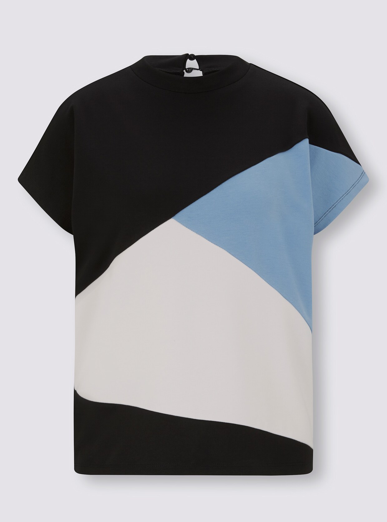 heine Shirt - schwarz-himmelblau-gemustert