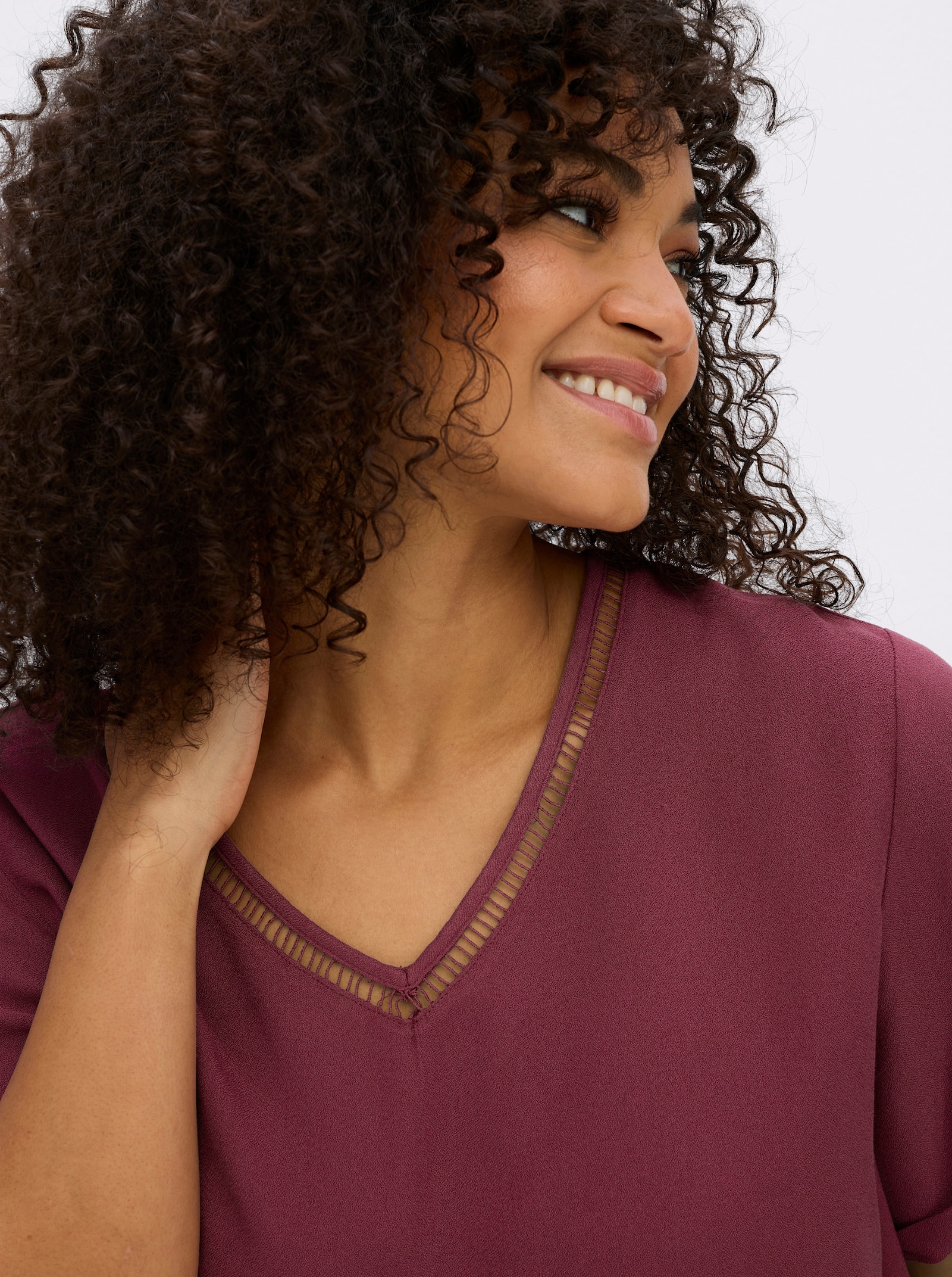 sheego Tunika mit verlängerten Halbärmeln - bordeaux