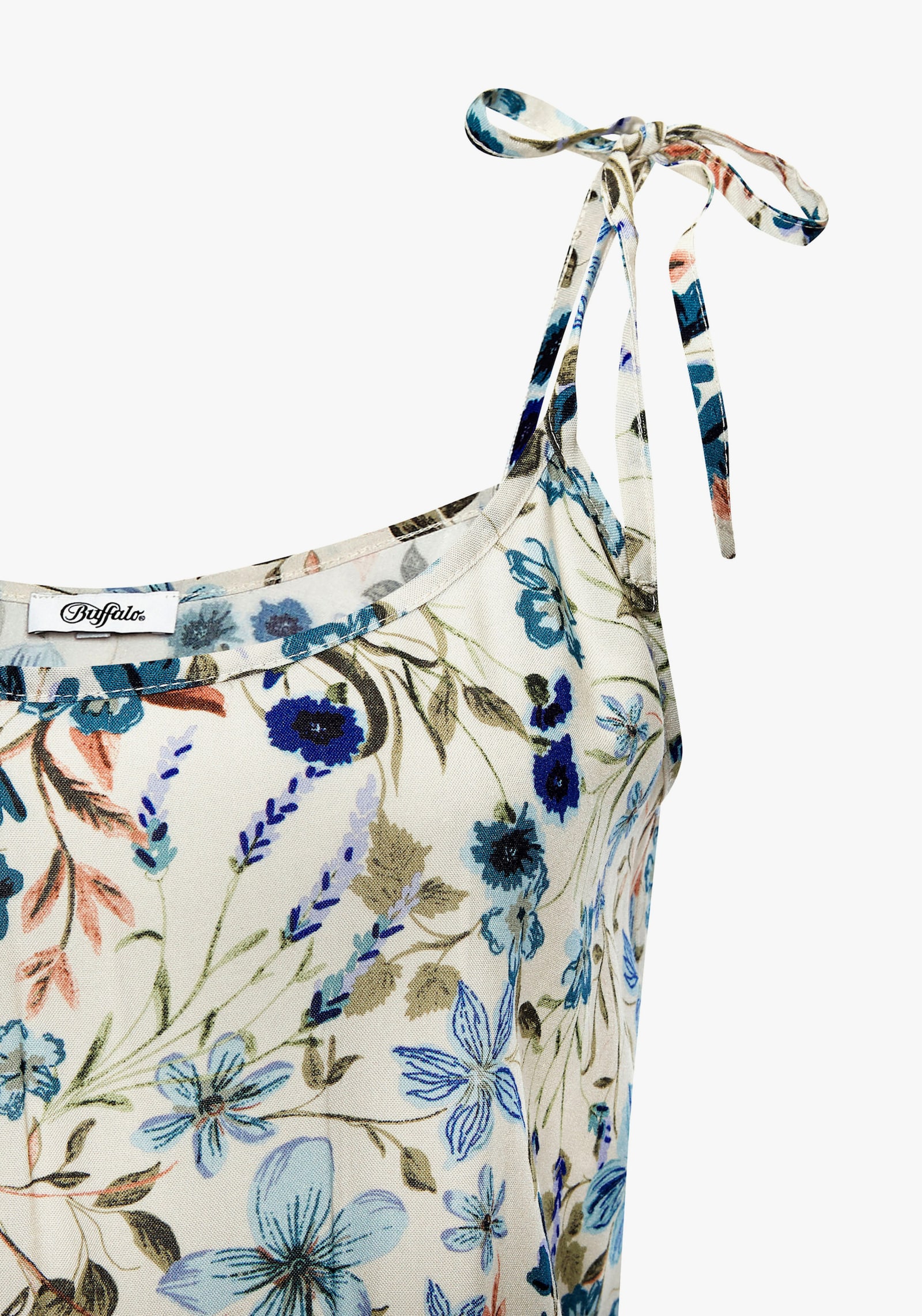 Buffalo Midikleid - creme-blau bedruckt