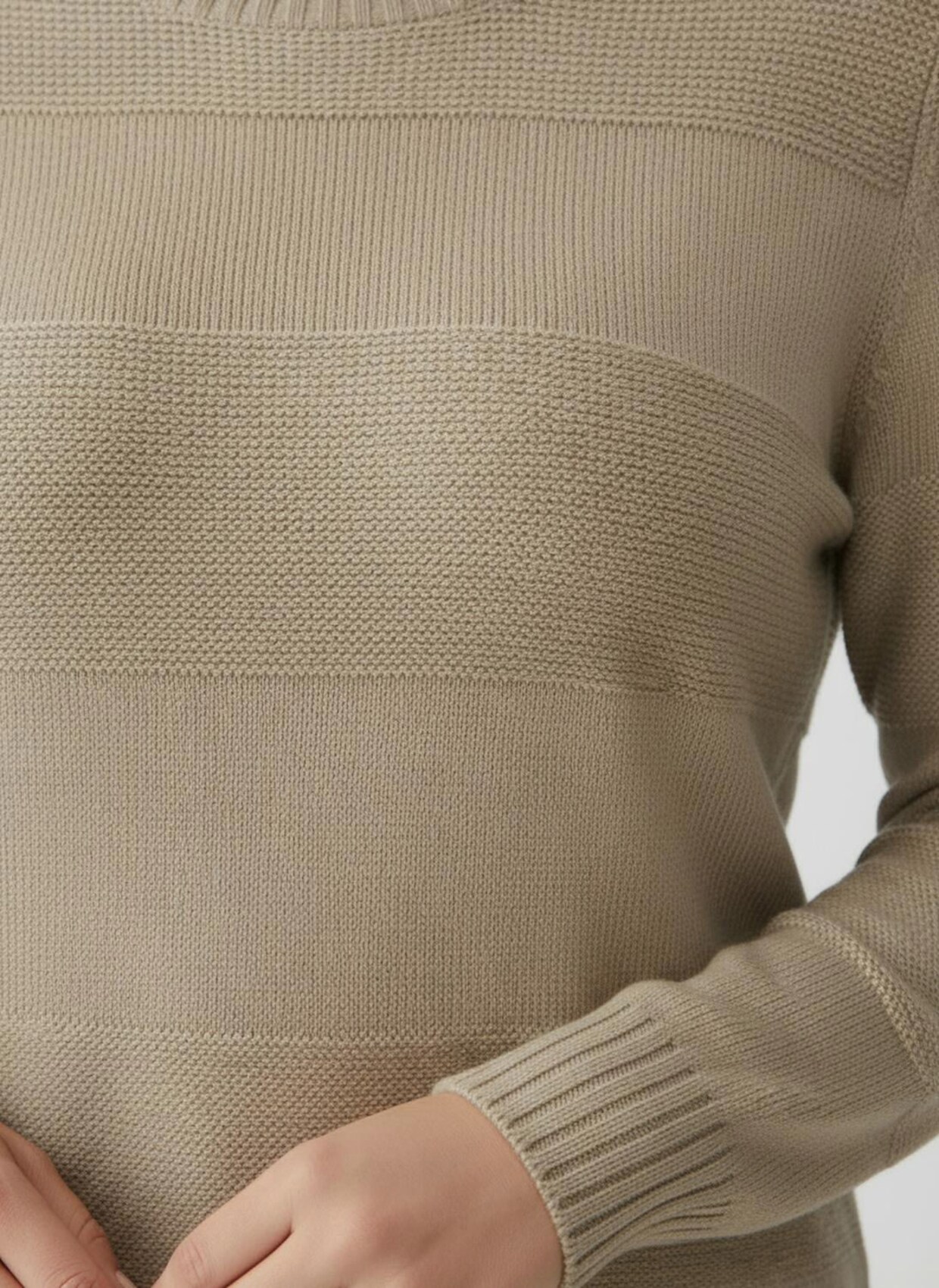 Langarm-Pullover mit Glitzergarn - beige