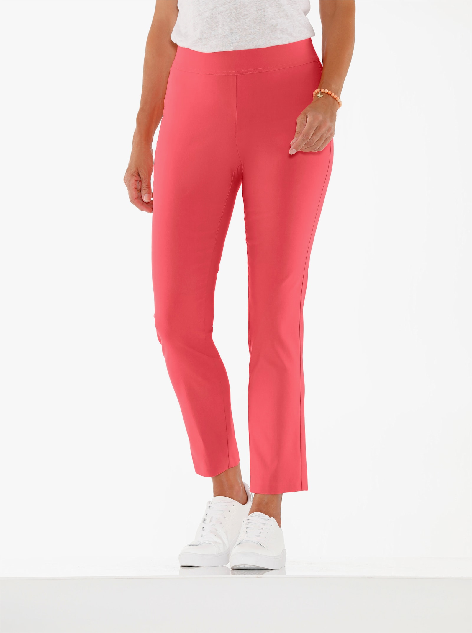 Broek van strijkvrije bengaline - grapefruit