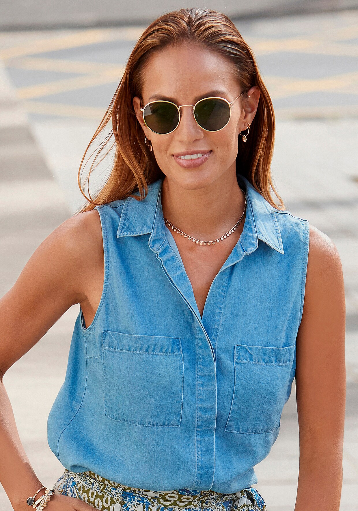 LASCANA Jeansbluse - blue-denim