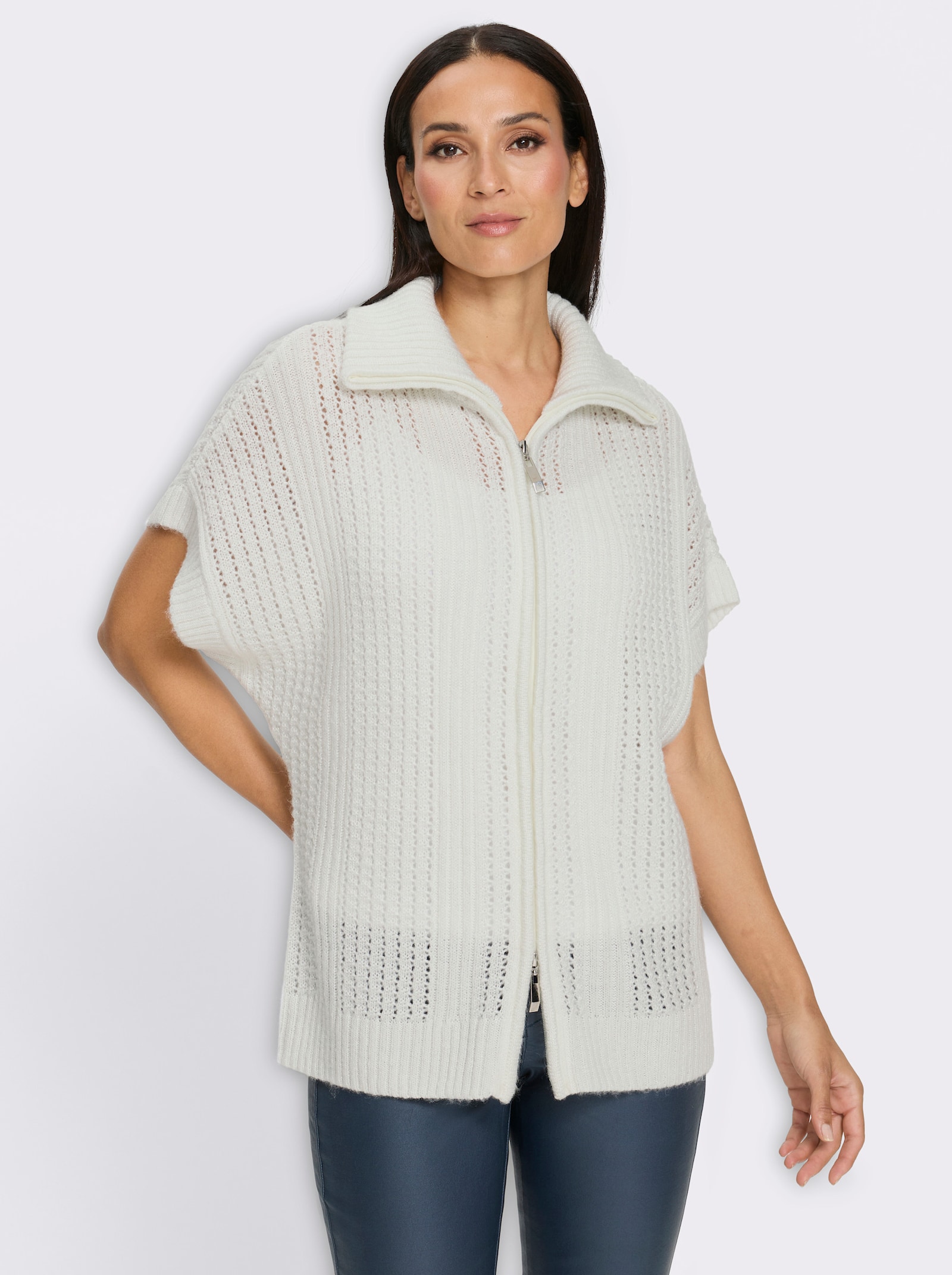 heine Strickjacke mit Fledermausärmel, kurz - ecru