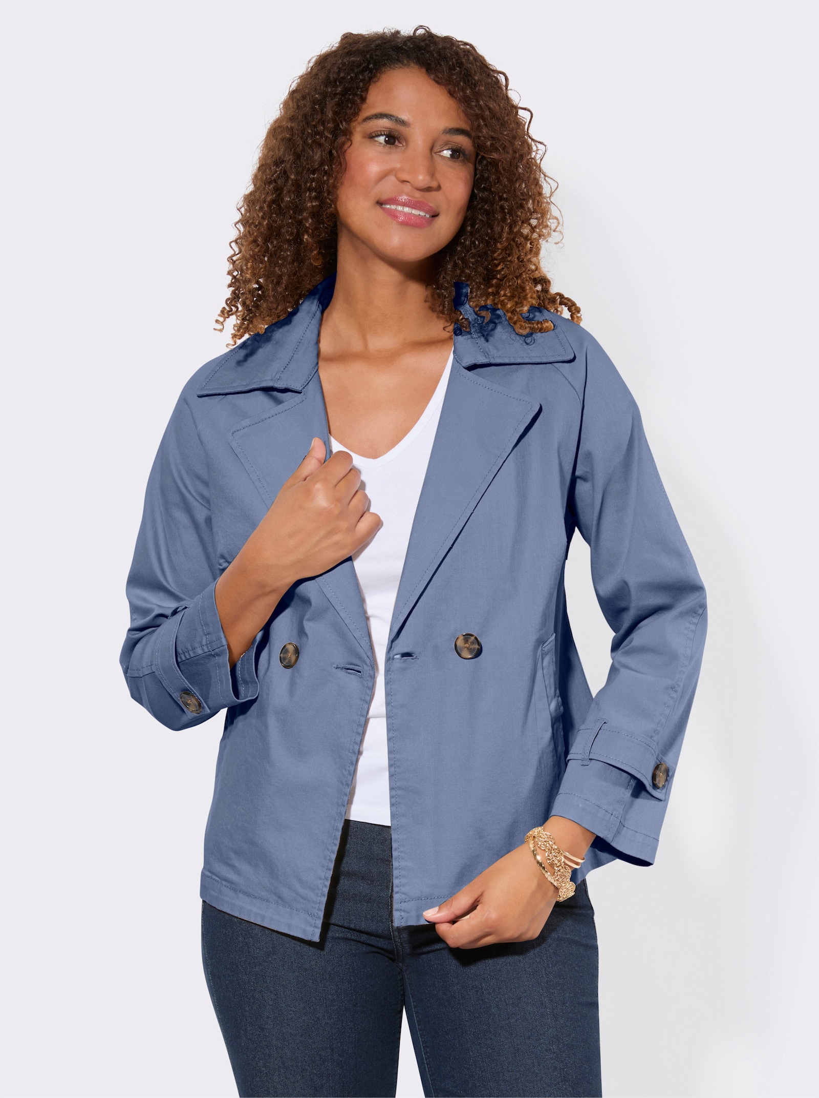 Jacke mit Reverskragen - taubenblau