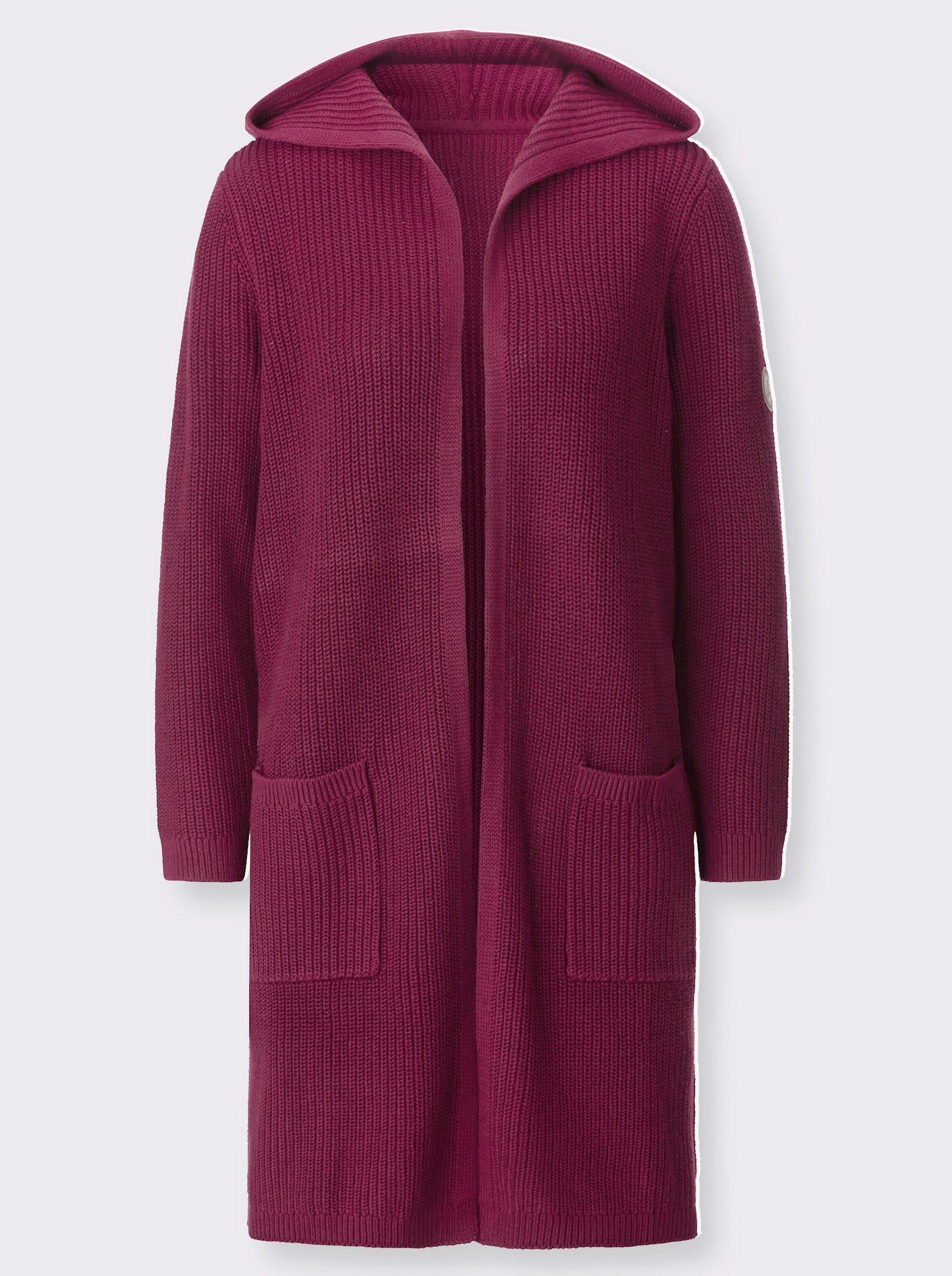 Strickmantel in offener Form - bordeaux