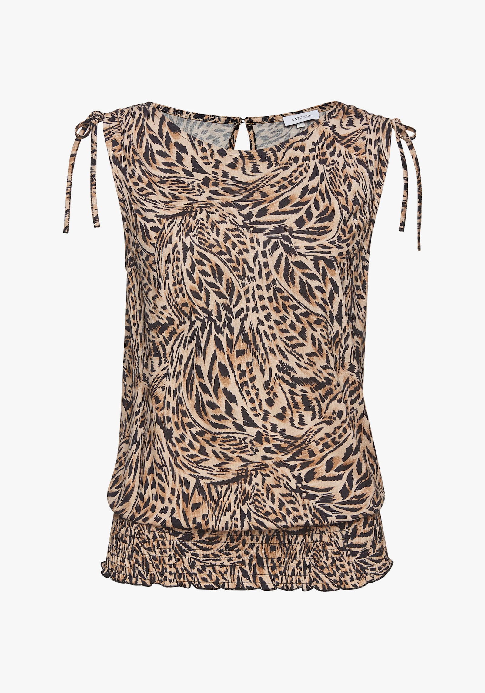 Buffalo Shirttop - beige-jeansblau bedruckt