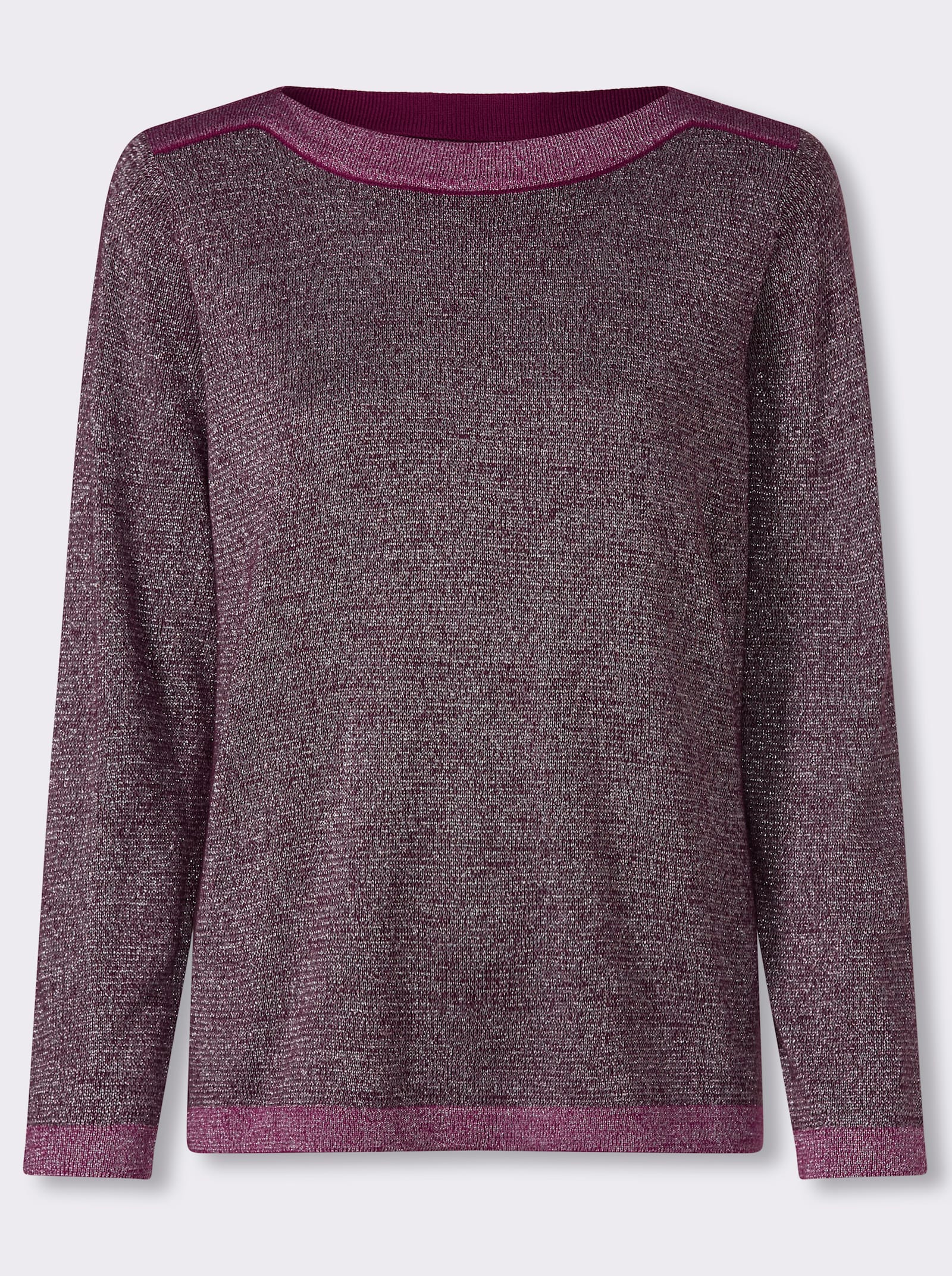 Langarm-Pullover mit glänzenden Garnen - burgund-malve