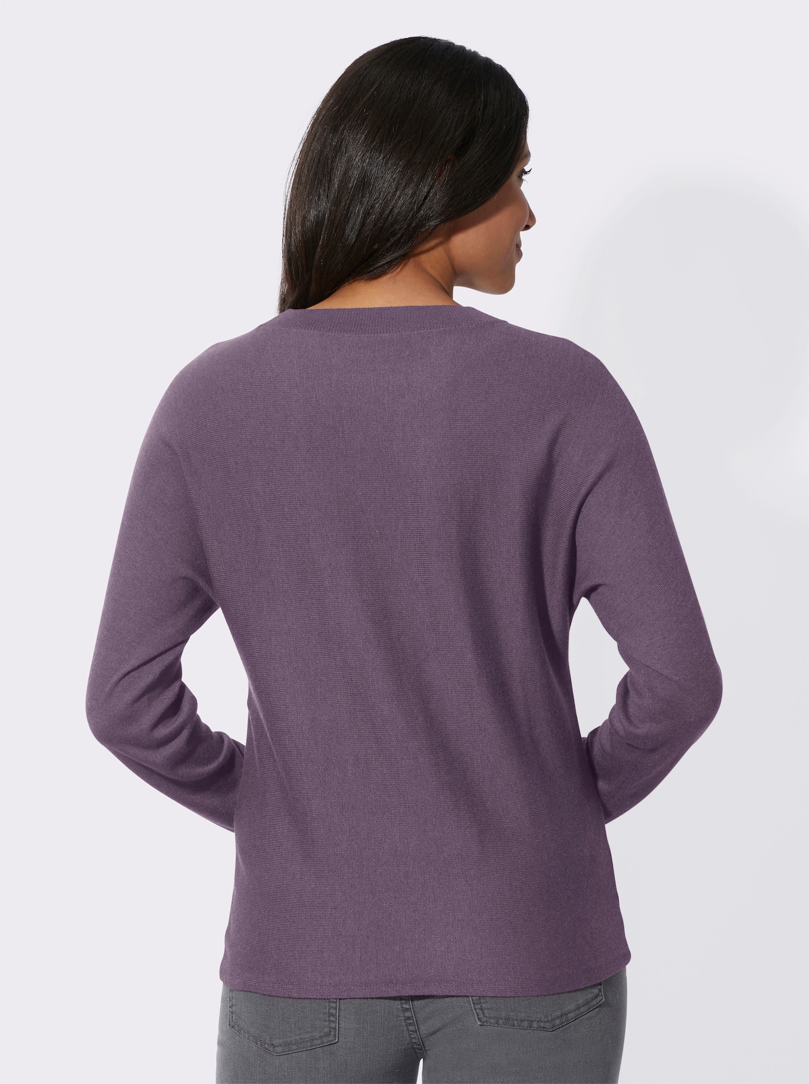 Fledermauspullover mit 5% Kaschmir - feige-meliert