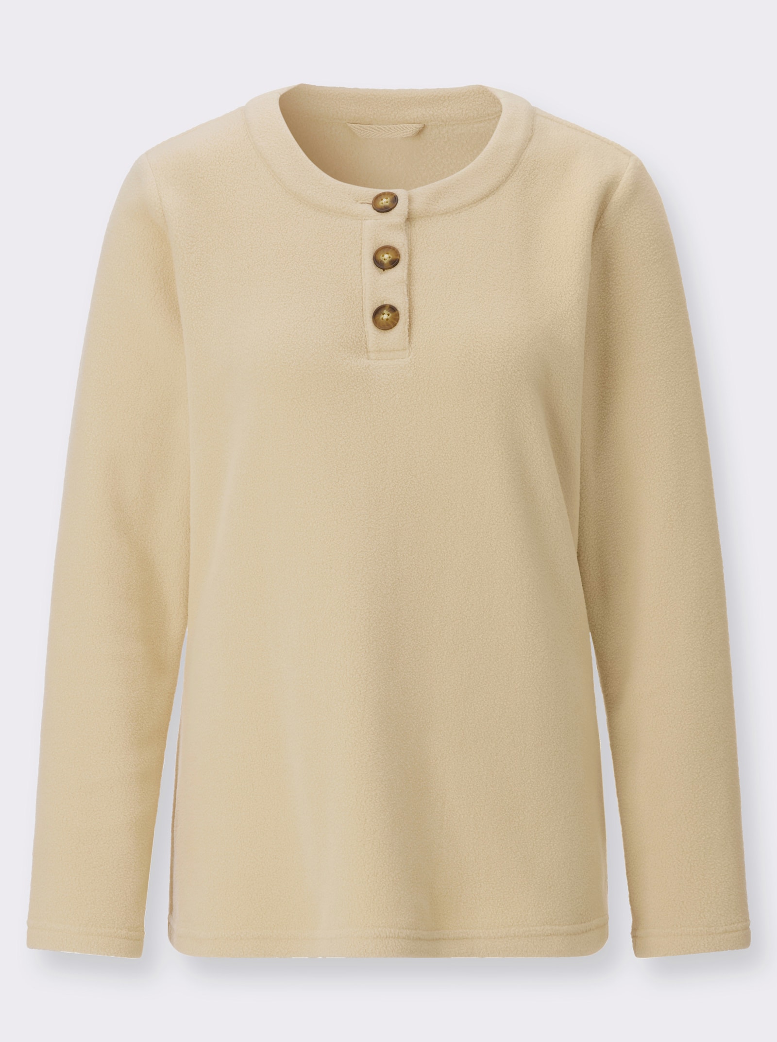 Fleeceshirt mit Rundhals-Ausschnitt - sand
