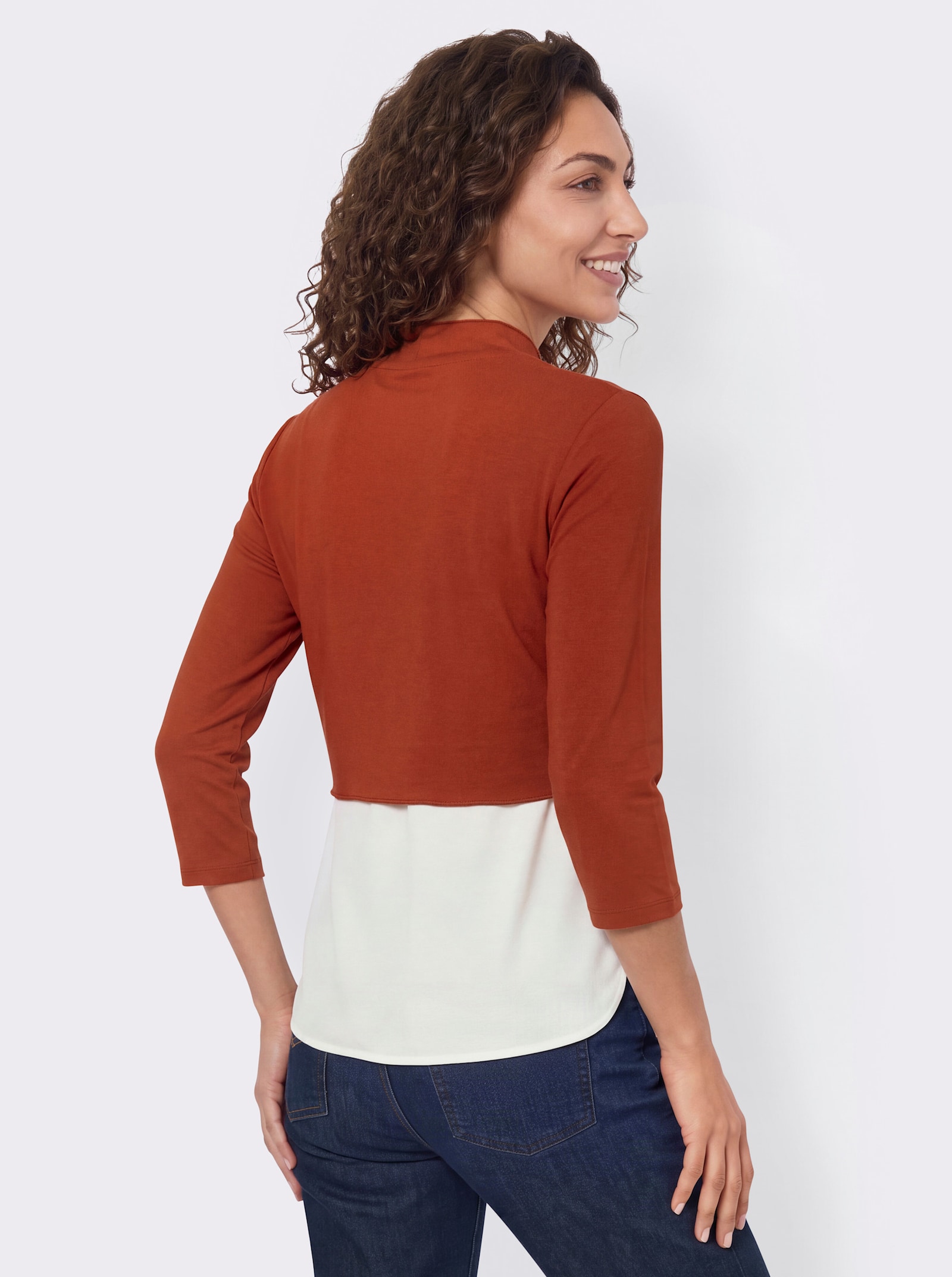 Bolero mit schrägem Saum - rotbraun