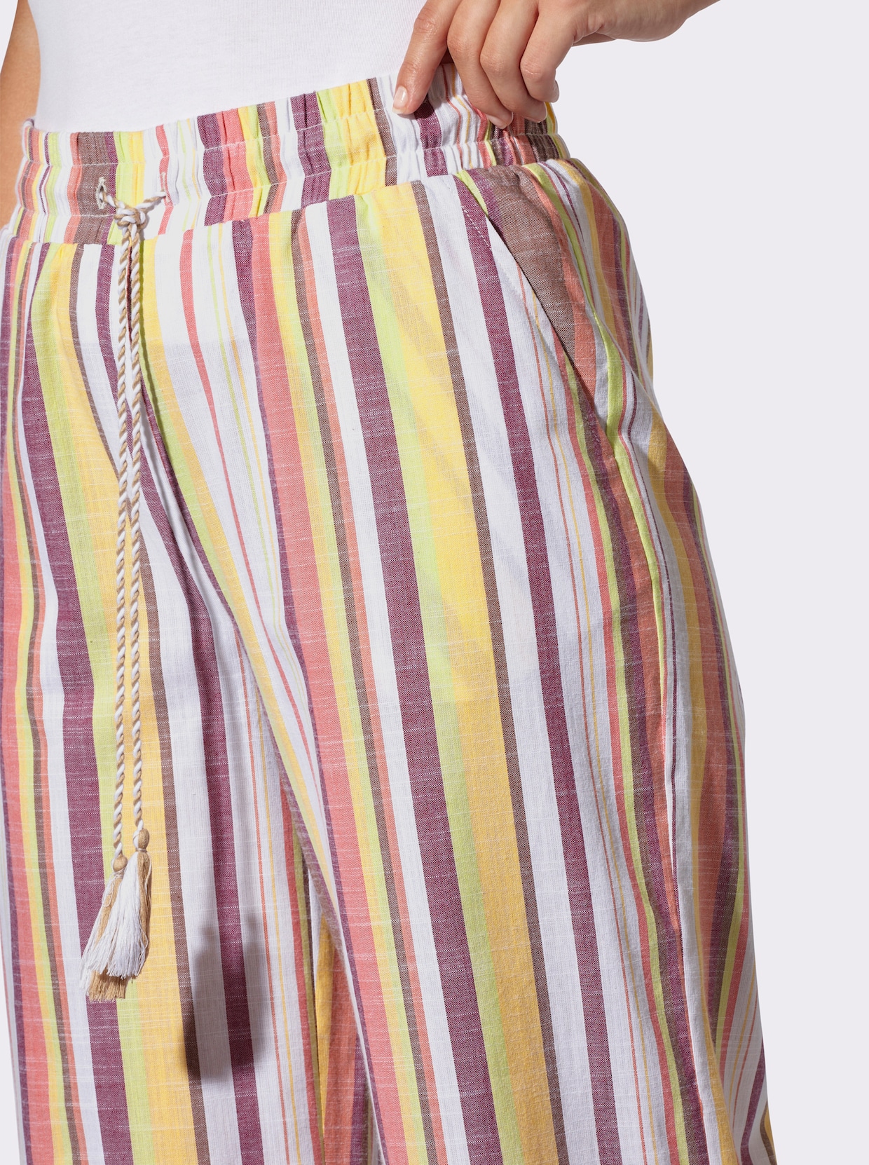 Schlupfhose - pistazie-ecru-gestreift