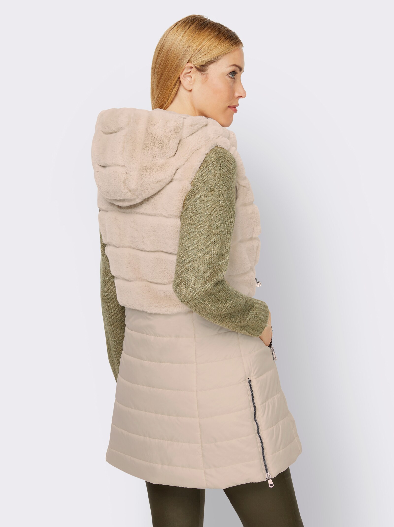 heine Steppweste mit Reißverschluss-Taschen - sand