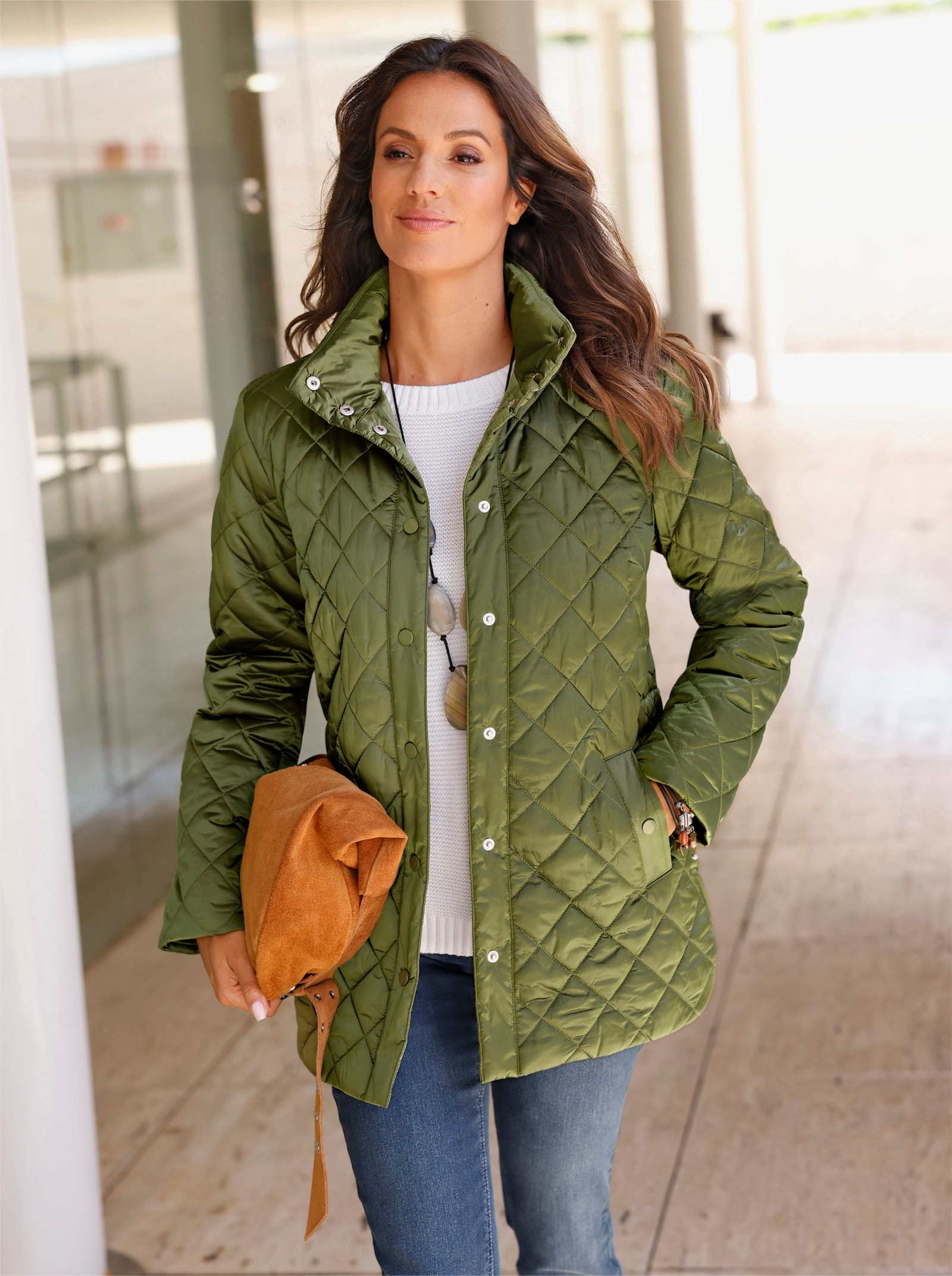 Steppjacke in Two-Tone-Optik - oliv