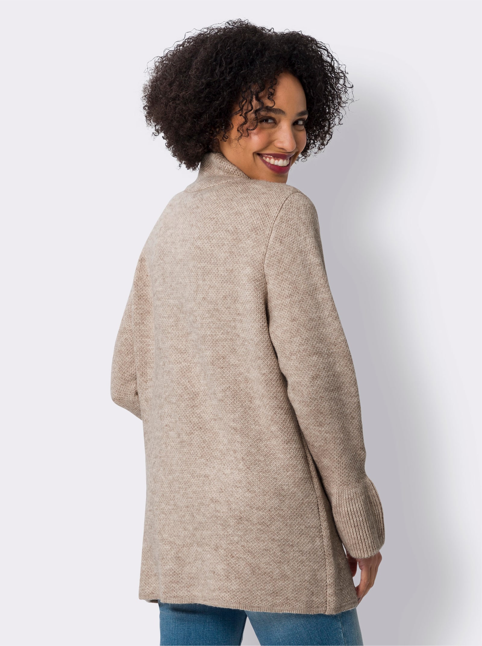 heine Strickjacke mit Volantärmeln - champagner-camel-meliert